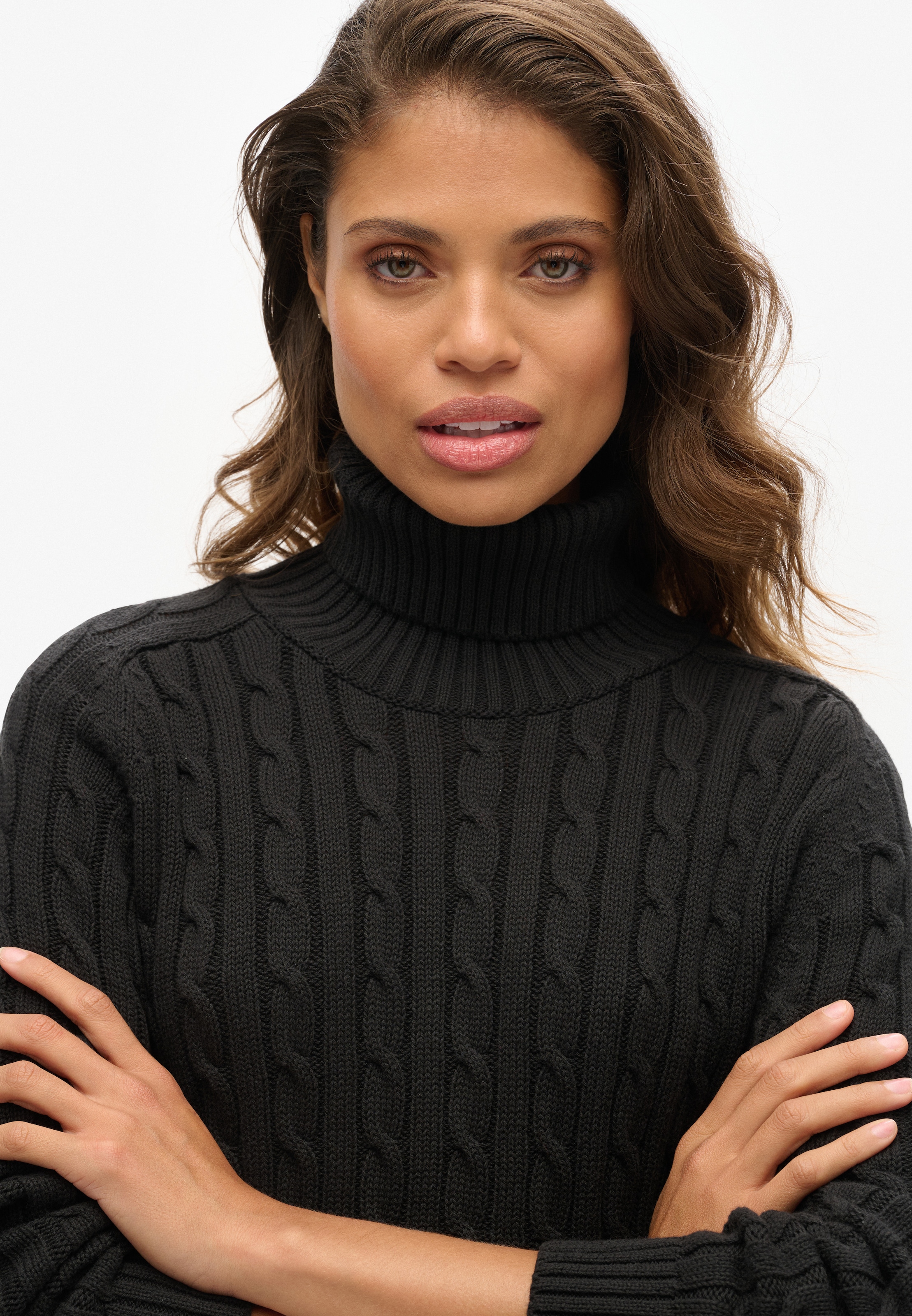 Superdry Rollkragenpullover »SLOUCHY CABLE ROLL NECK« Baumwolle, loose fit