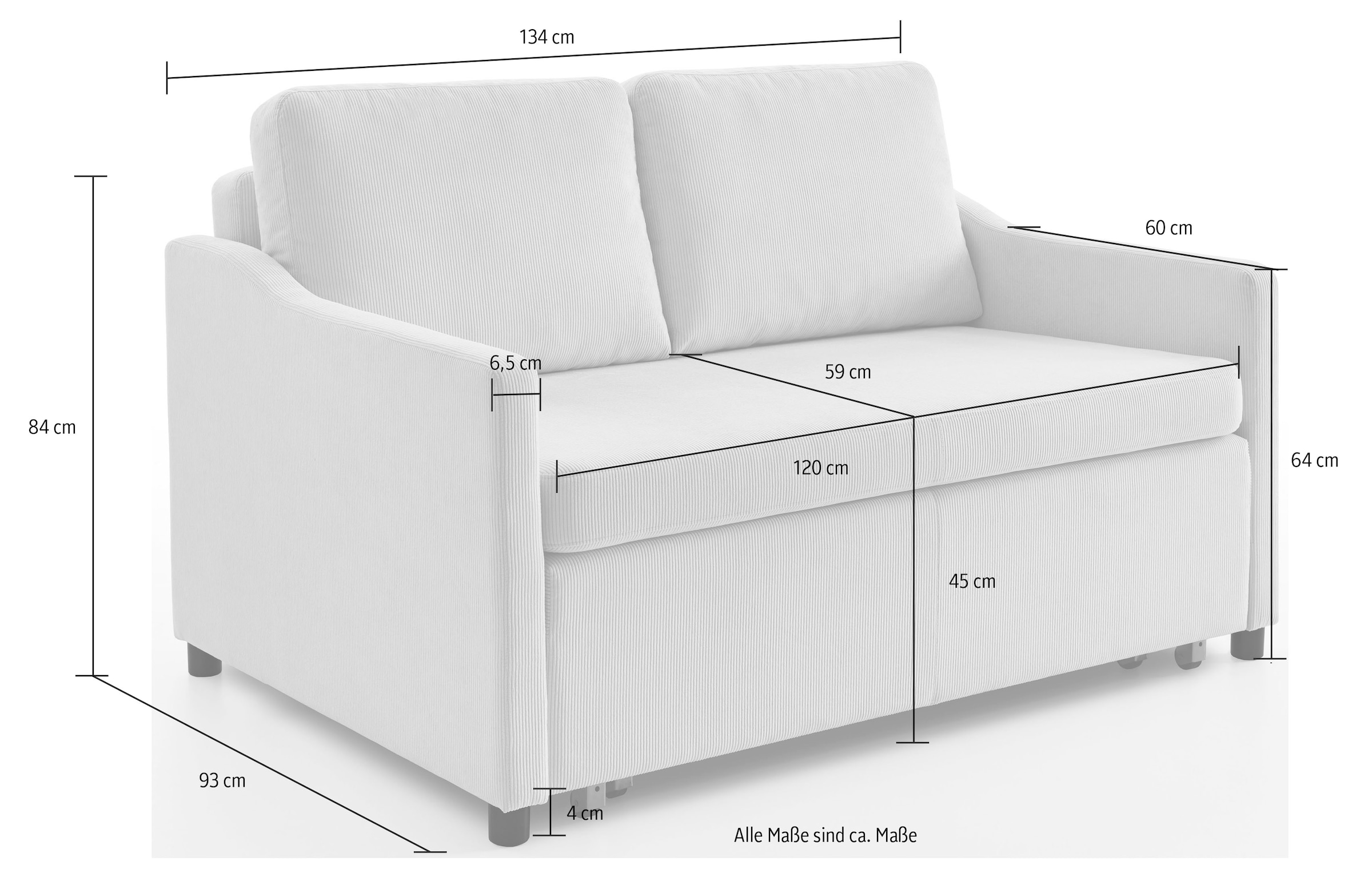 ATLANTIC home collection Schlafsofa »Anella« mit Cord-Bezug, mit Schlaffunktion, frei im Raum stellbar
