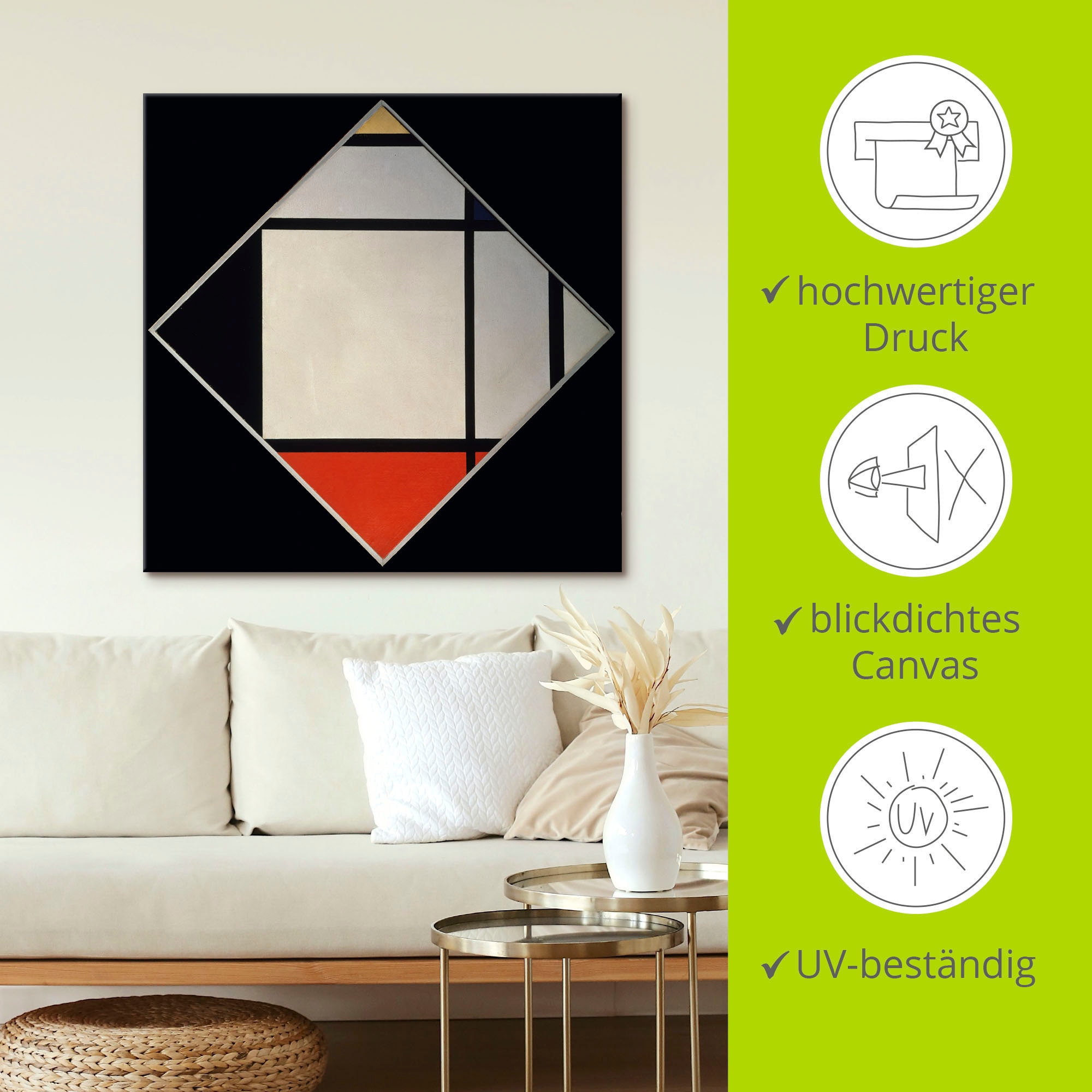 Artland Tableau sur toile »Rhombus II.« 1 cuis tlg. auf Holzrahmen gespannt