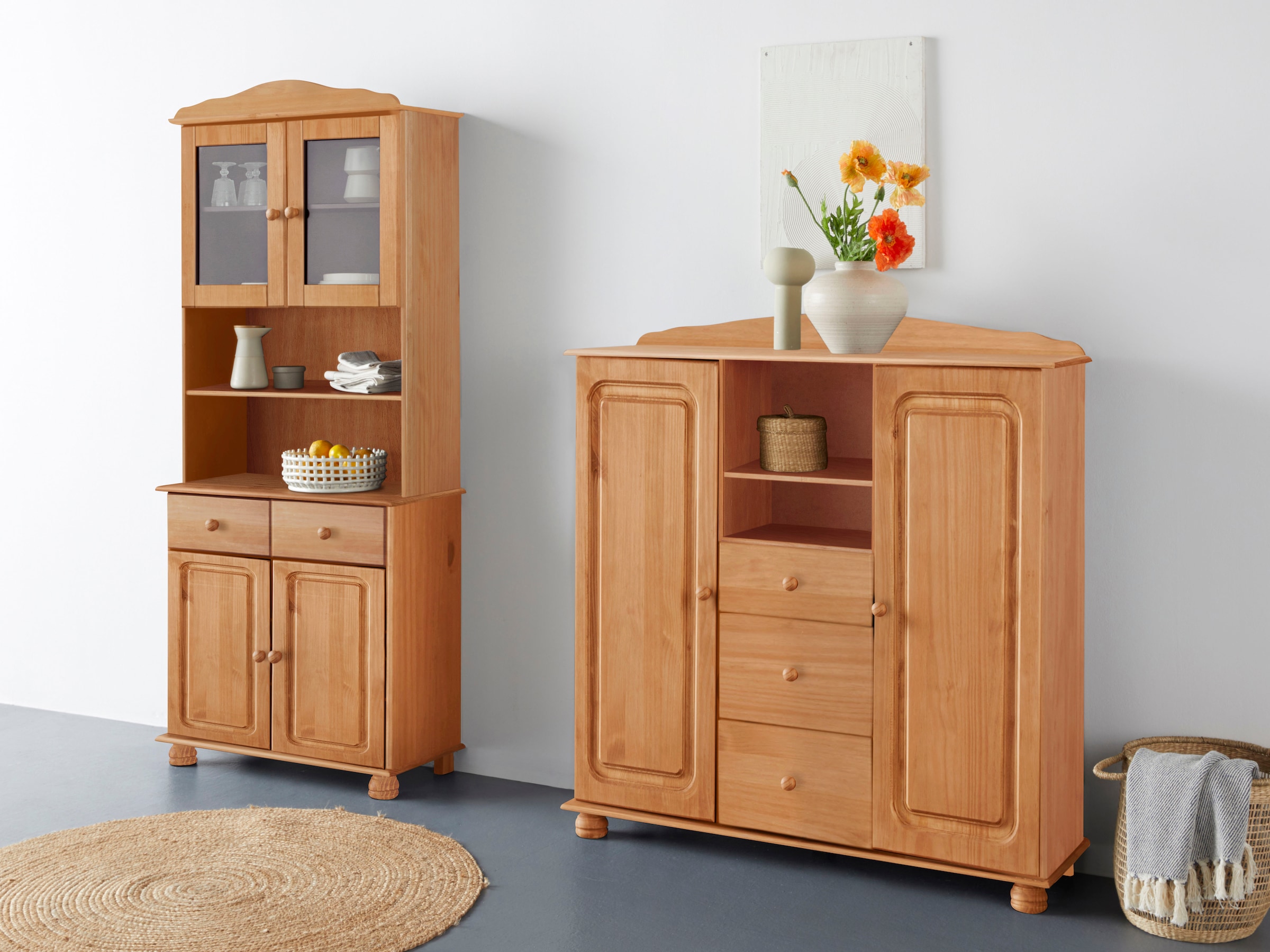 Home affaire Buffet haut »Mette« Stauraumschrank mit 3 Schubladen und verstellbaren Einlegeböden