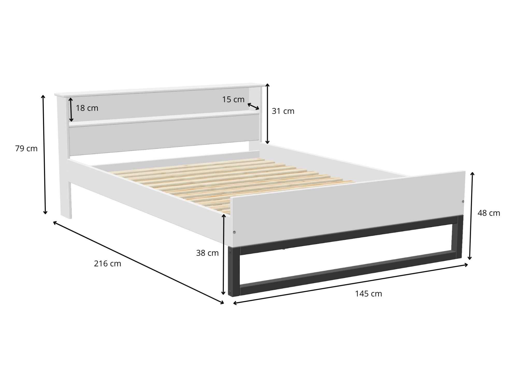 GOODproduct Lit »Pannor, Industrial Design, mit Regal, Lattenrost inklusive« Liegefläche Breite 140 oder 180cm,  Kufengestell, bis 200 kg belastbar, FSC-zertifiziert, Made in EU