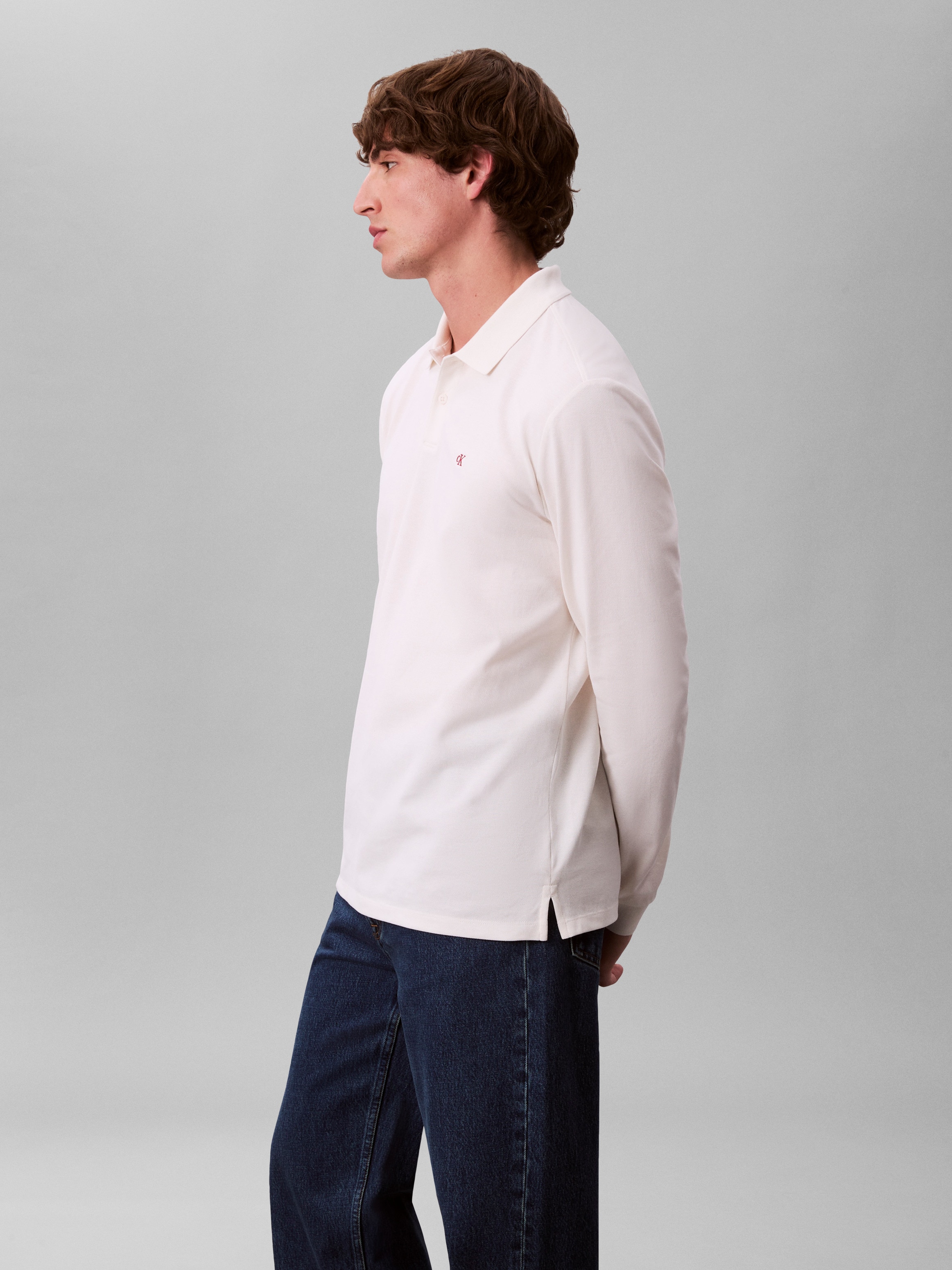 Calvin Klein Jeans Polo à manches longues Regular fit mit Rundhalsausschnitt