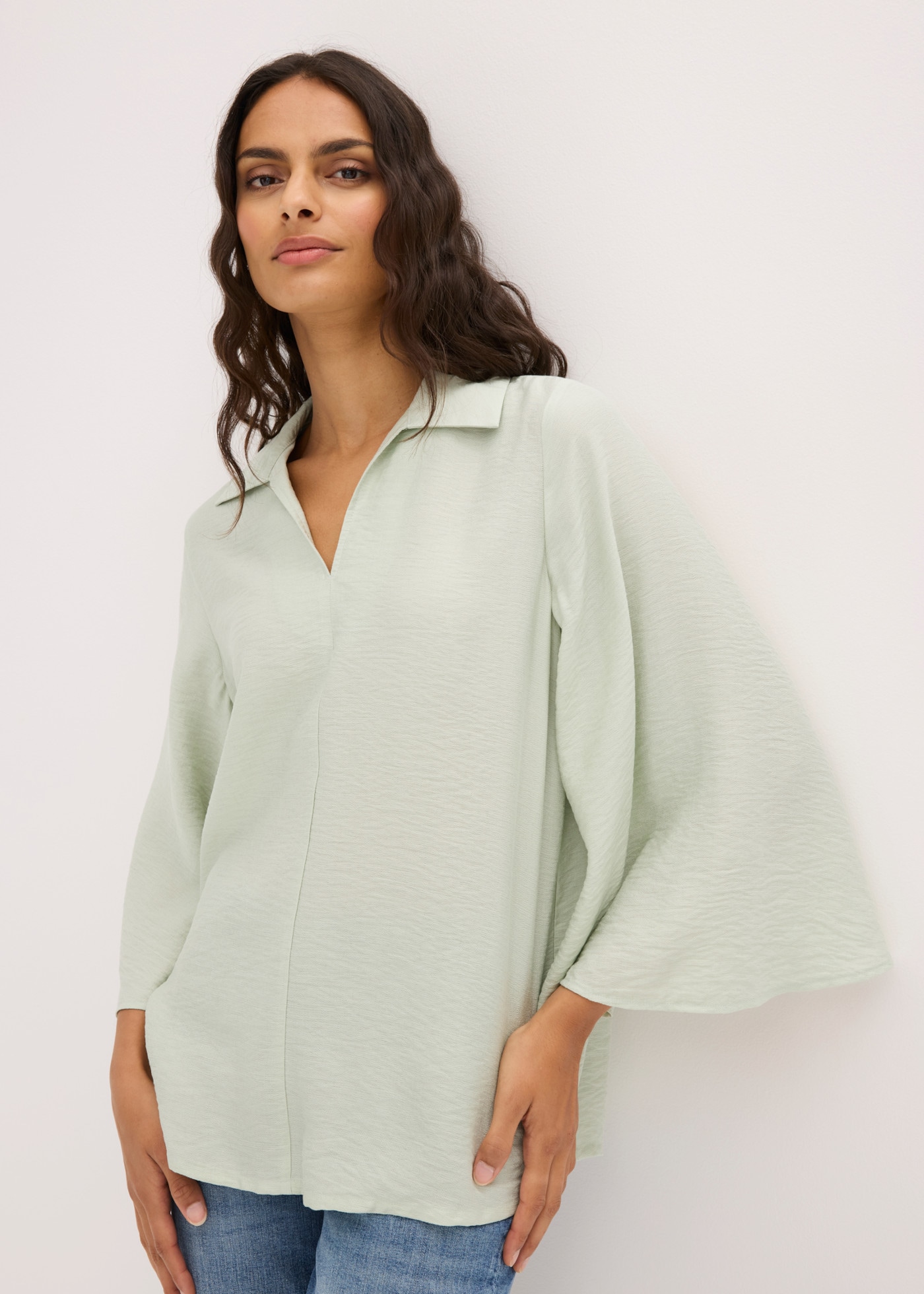 bonprix Tunique blouse tunique fluide, coupe ample, avec manches 7/8