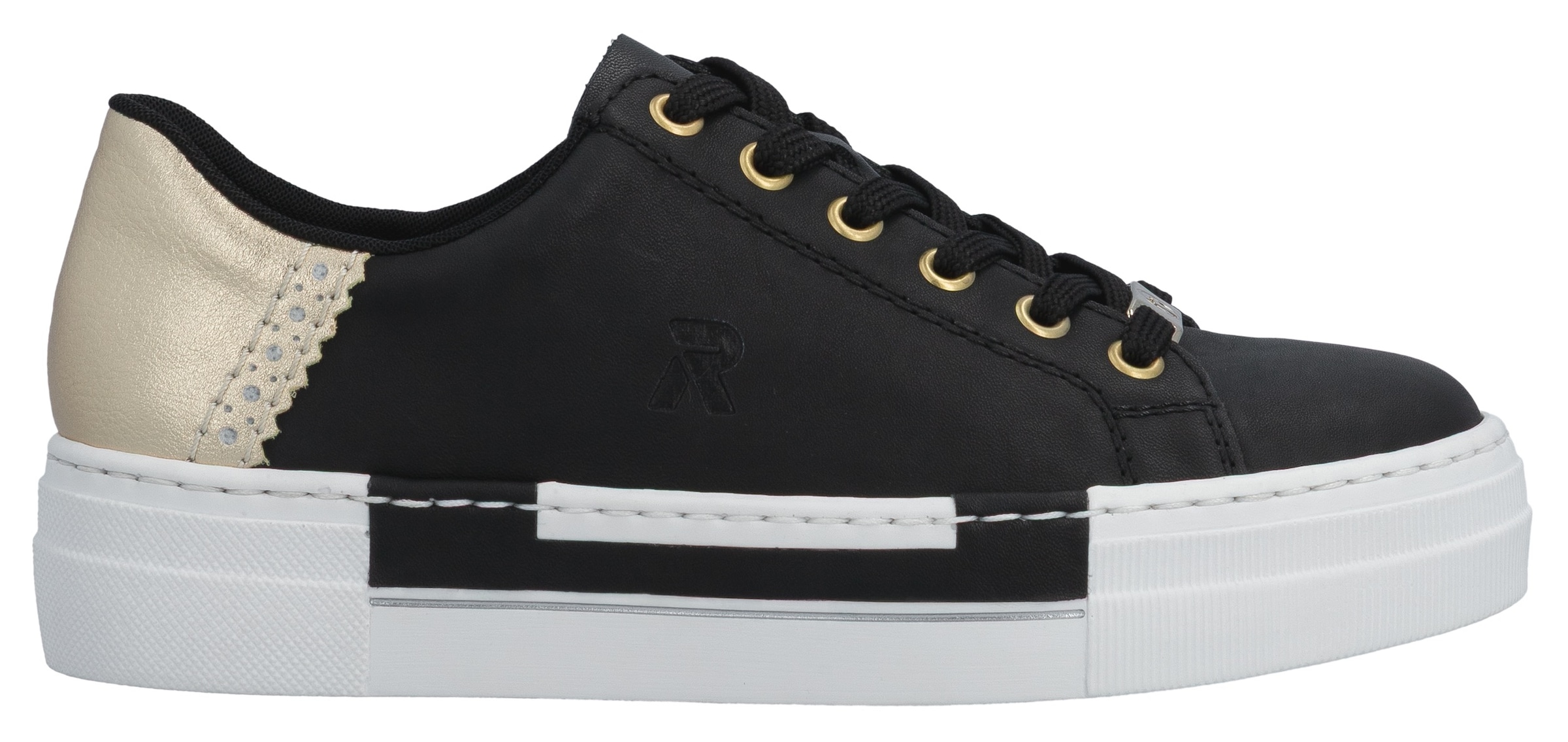 Rieker Baskets à plateforme  mit Metallic-Fersenkappe, Freizeitschuh, Halbschuh, Schnürschuh