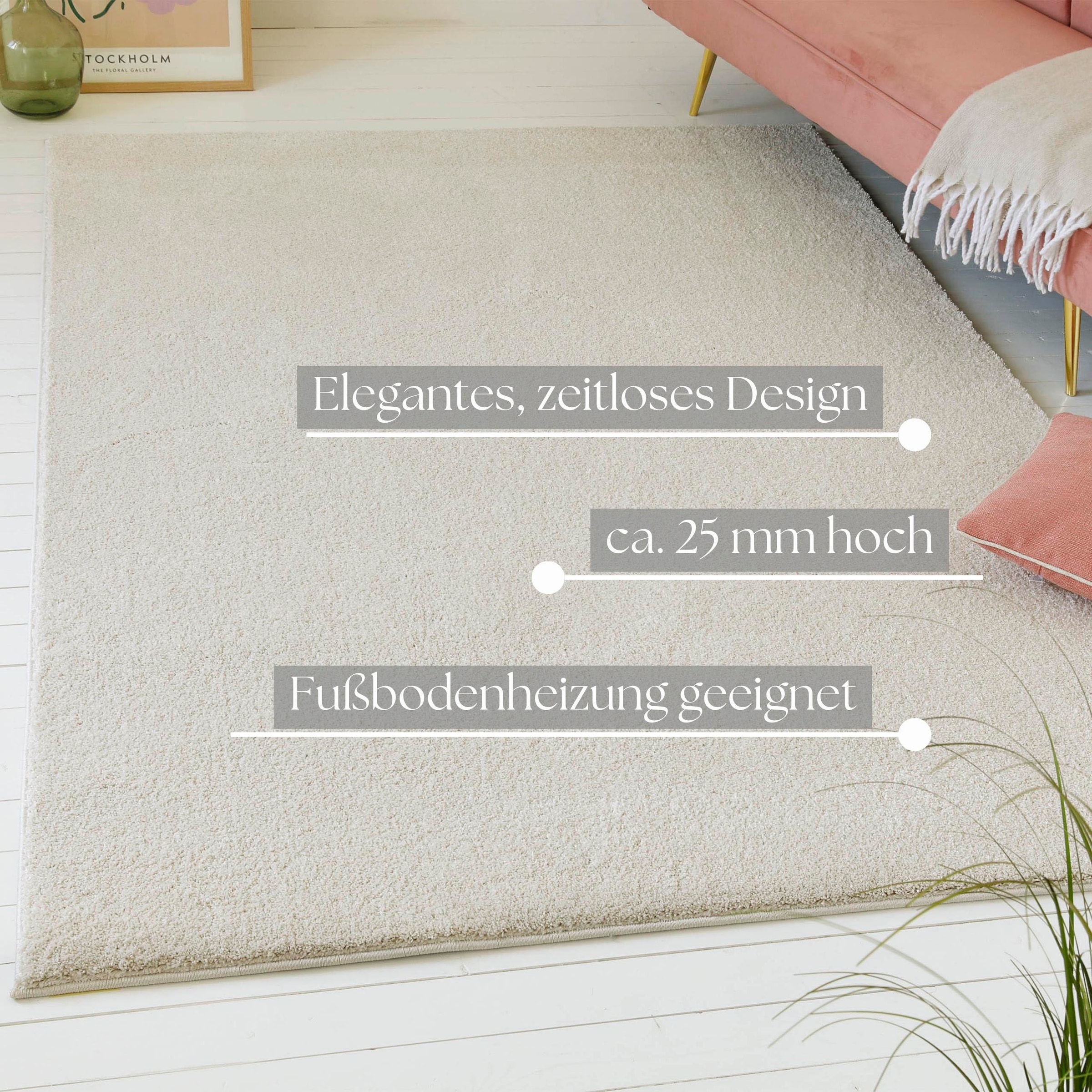 GOODproduct Hochflor-Teppich »Yvaine, auch als Läufer erhältlich« rechteckig 25 mm Höhe Langflor, Shaggy, dichter weicher Hochflor, meliert, Wohnzimmer