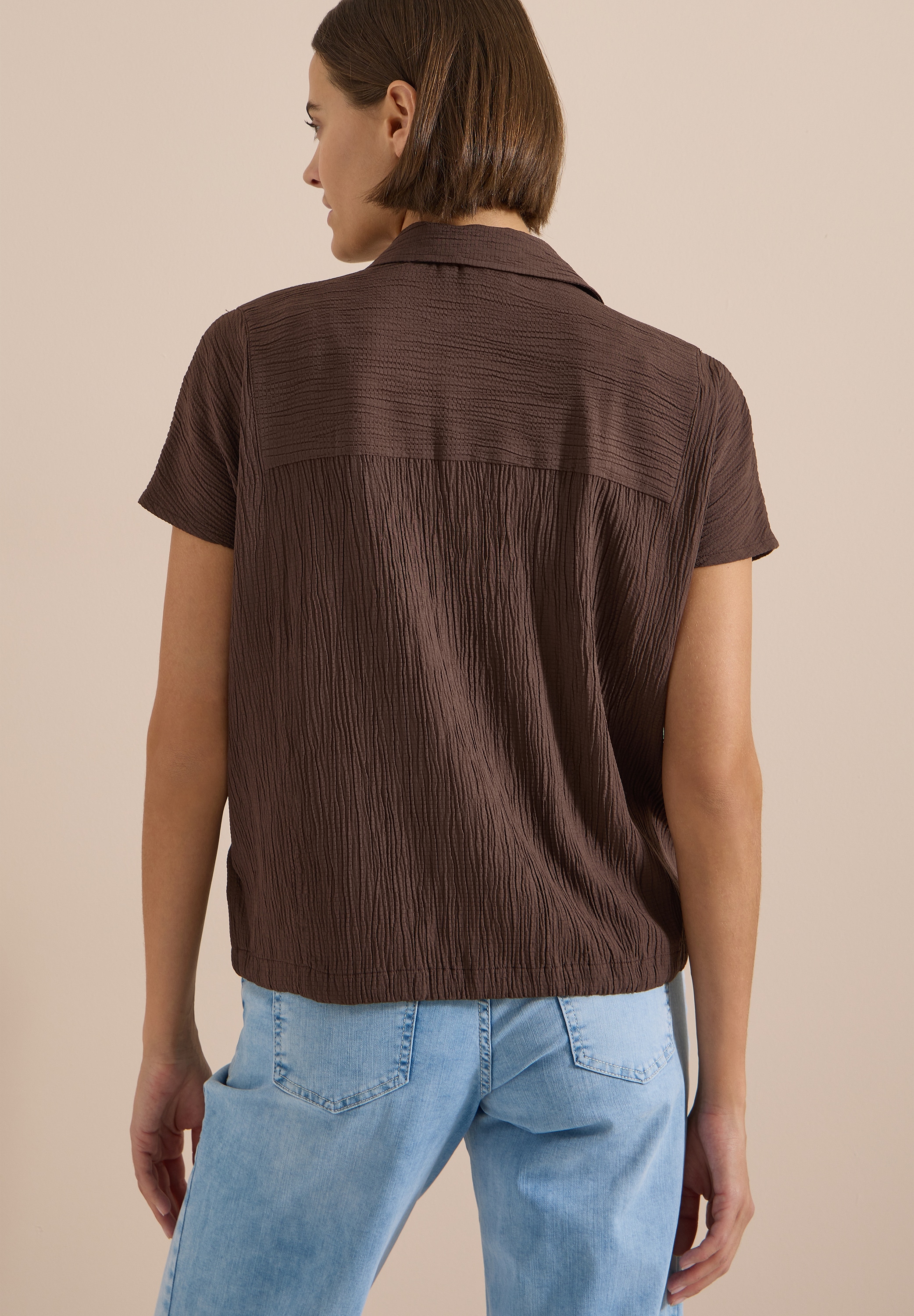 Cecil Shirtbluse Sommerbluse mit Hemdkragen und Knopfleiste