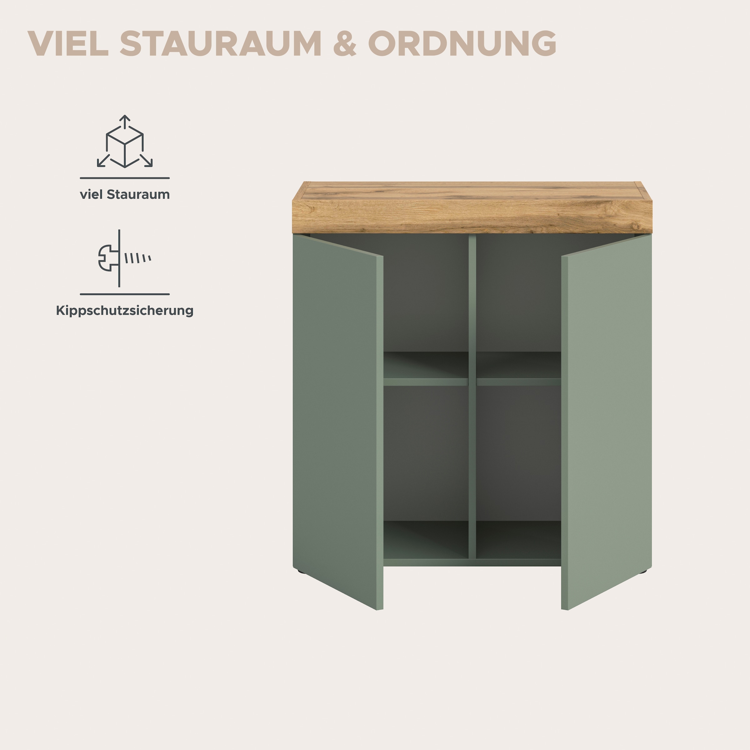 GOODproduct Kommode »MAMBO, TOPSELLER!, Breite 77 cm, 2 Türen, 2 Einlegeböden« 1 Stk. tlg. Kommode, Anrichte, Wohnzimmer, Schlafzimmer