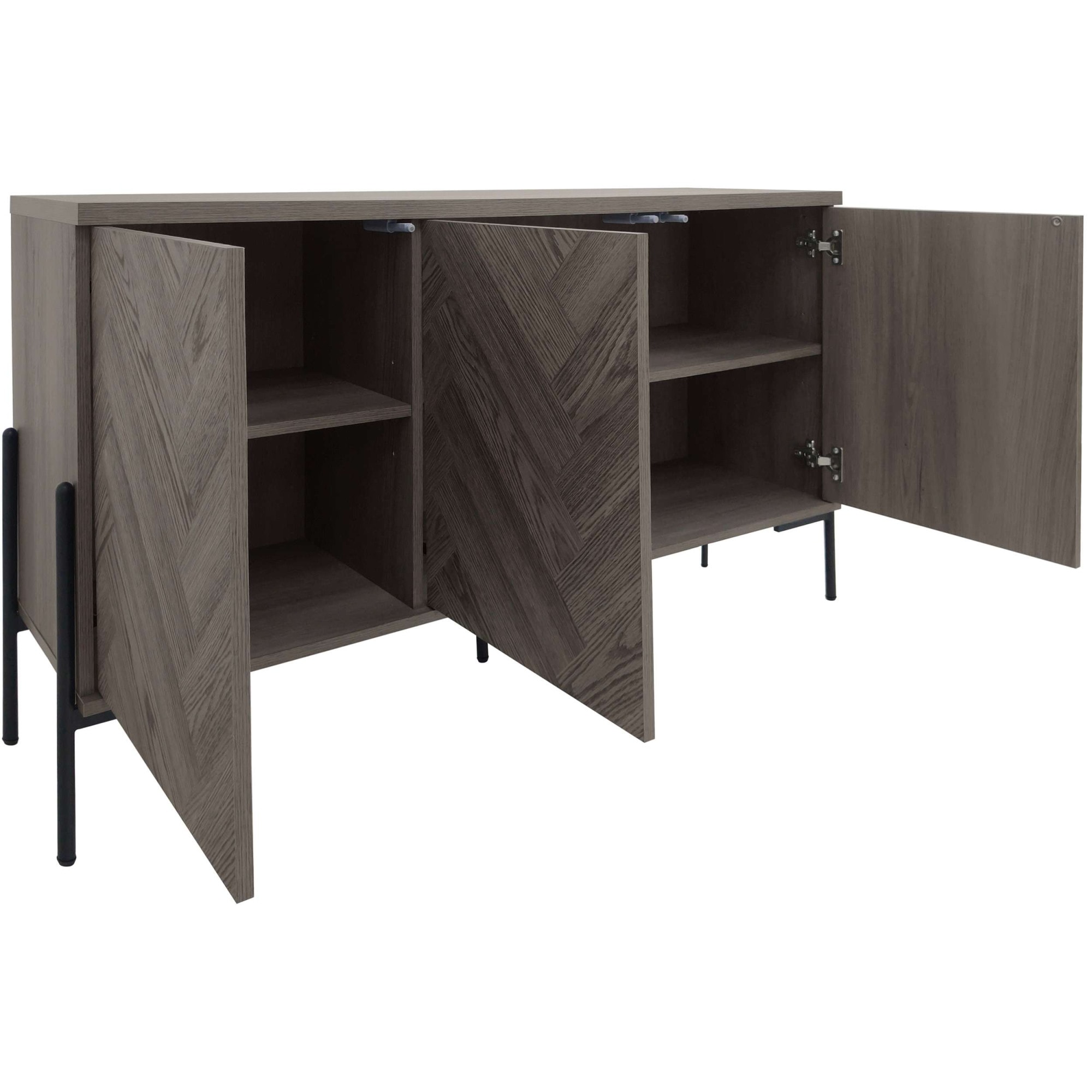 Leonique Sideboard »Eadwine« Kommode, Push-to-open, Türen mit Fischgräten Muster, Breite 130 cm