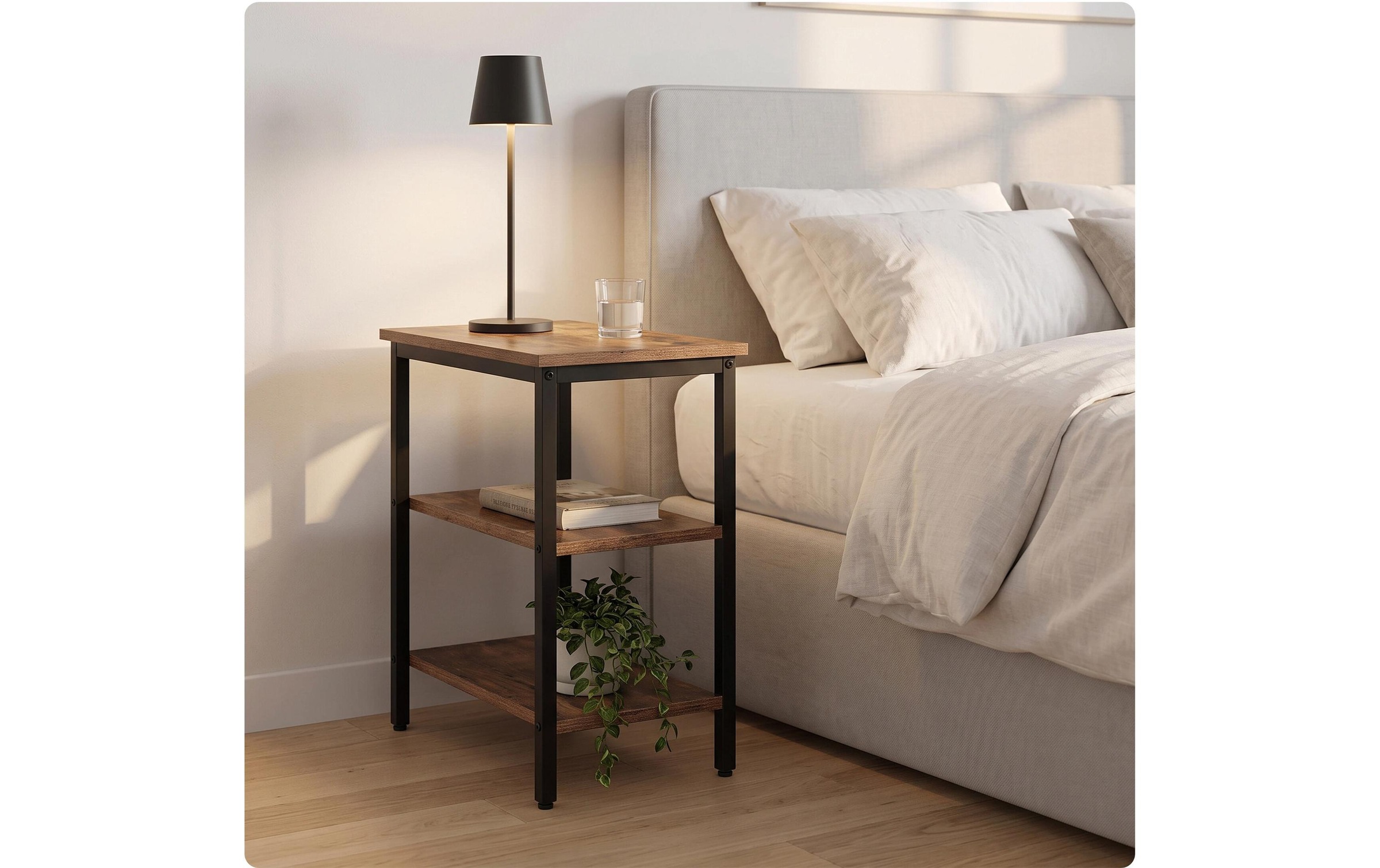 relaxdays »Beistelltisch 60 x 61 cm, Schwarz/Braun«