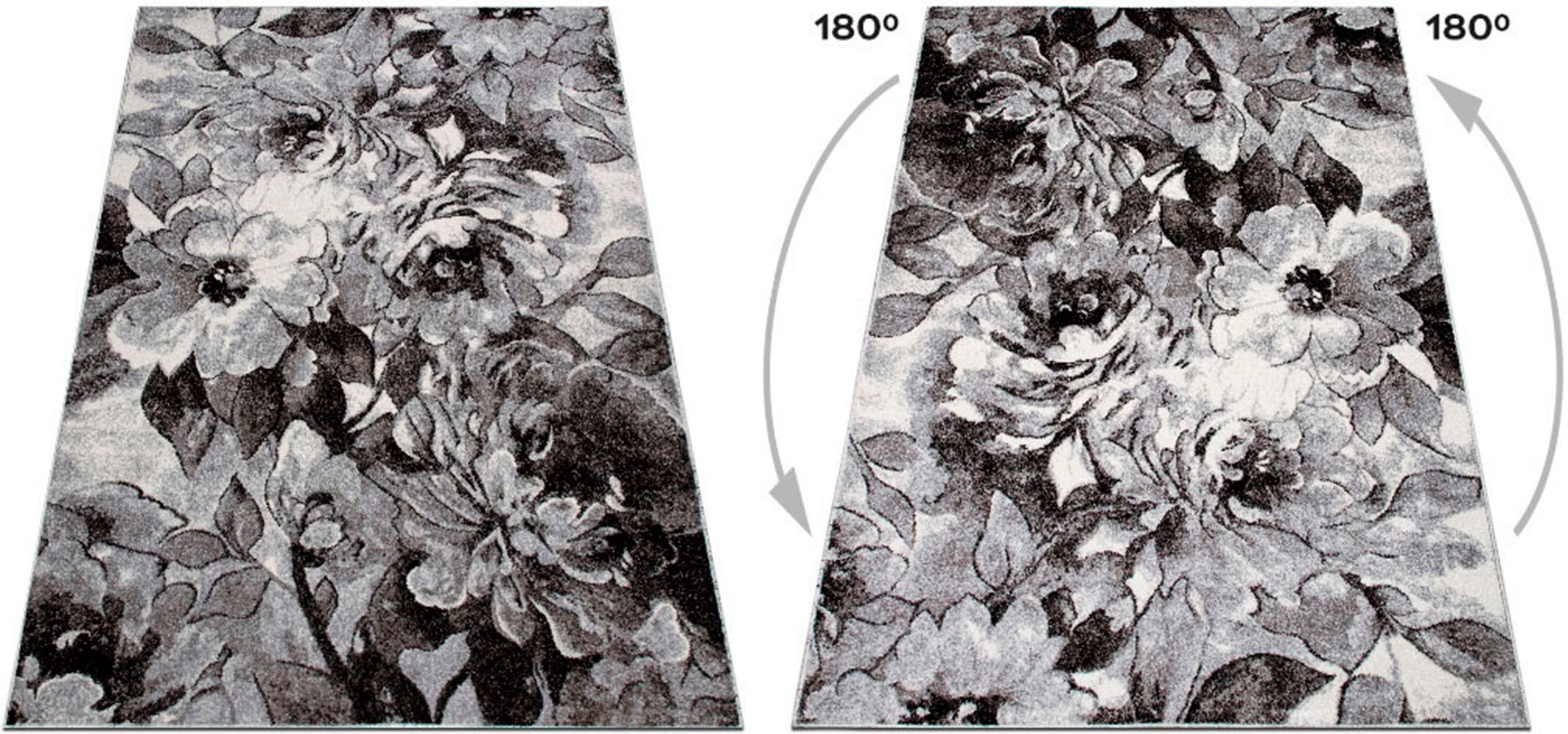 my home Teppich »Almrose« rechteckig 9 mm Höhe mit besonders weichem Flor, Blumen Muster, florales Design, Kurzflor