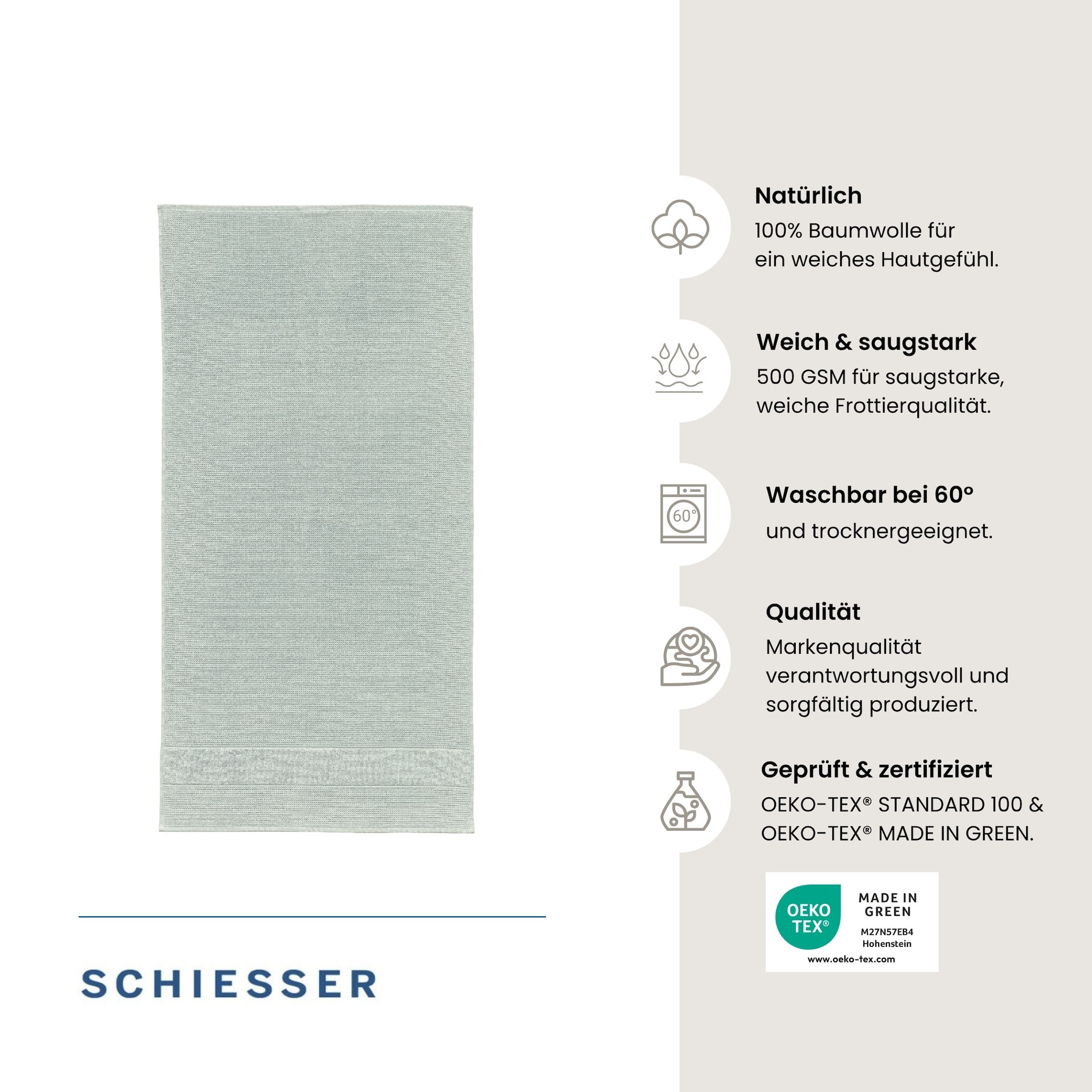 Schiesser Serviette de sauna »Turin in angesagter Reiskornoptik« Made in Green