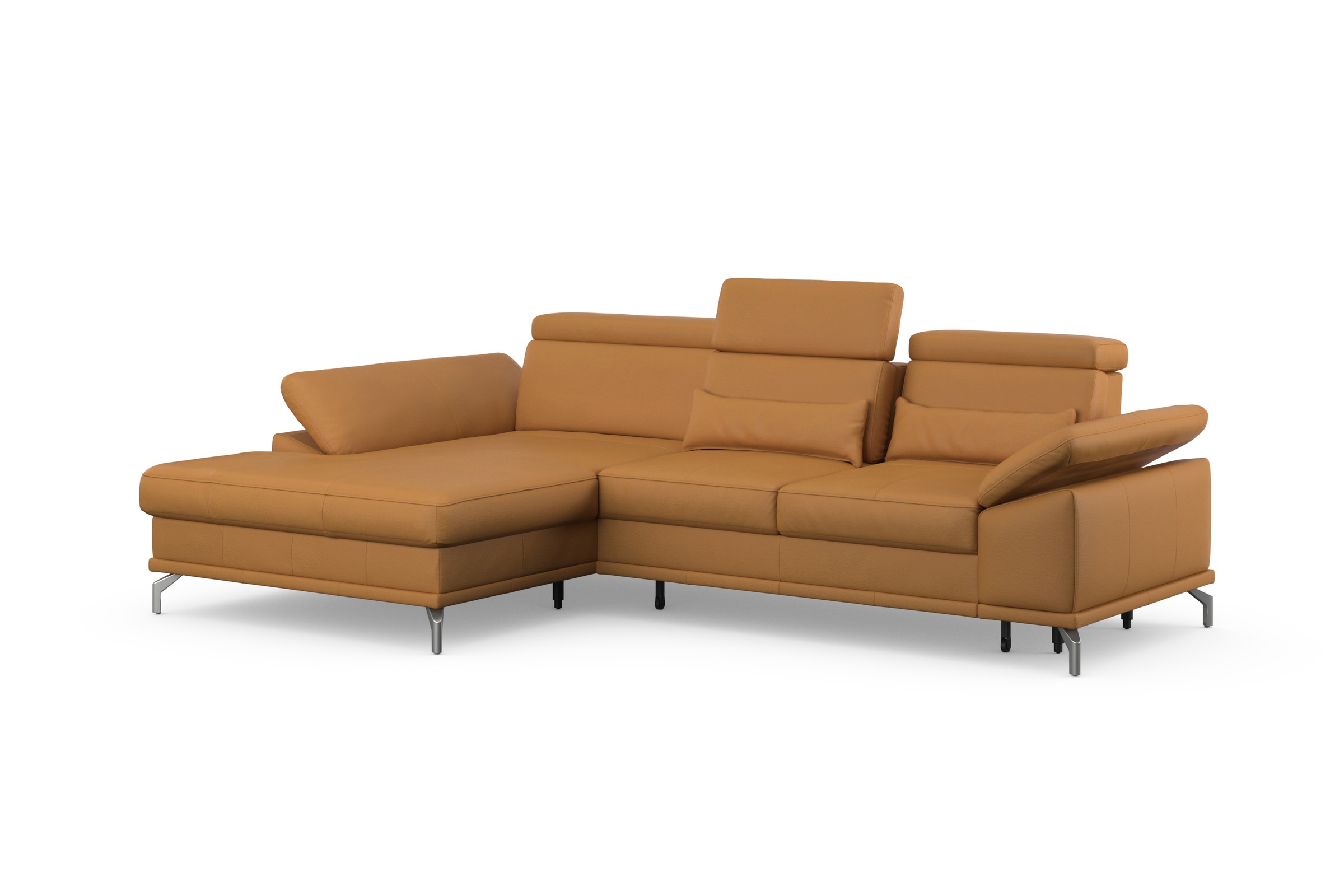 sit&more Canapé d'angle »Cabrio L-Form, B: 295 cm, mit Sitztiefen-, Arm- & Kopfteilverstellung« 2 coussins lombaires, ressorts ensachés, fonction lit et rangement en option
