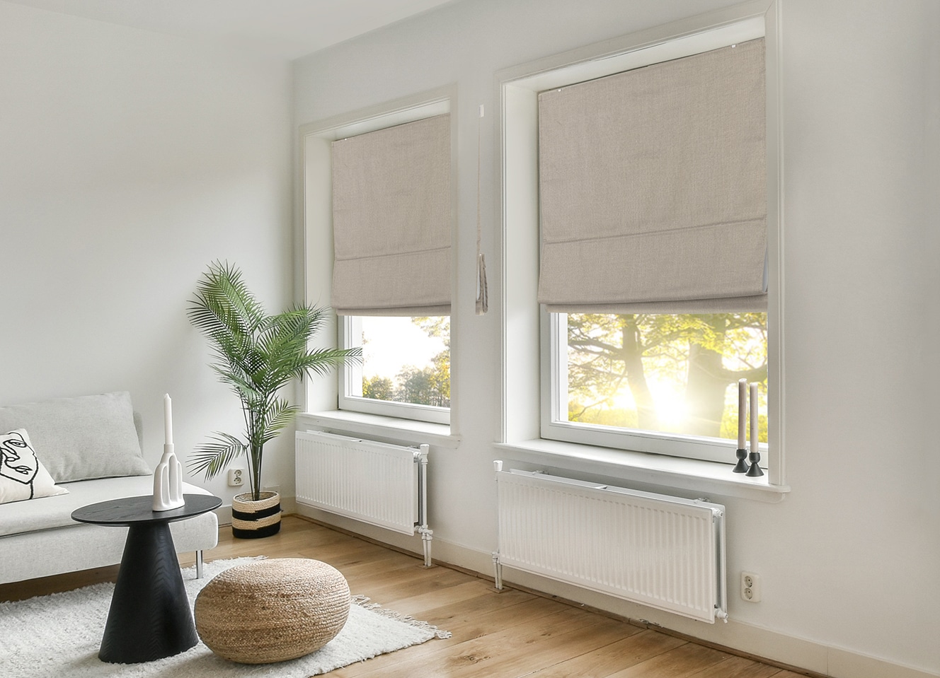 my home Rollo »RIOLA« verdunkelnd Blendschutz | Sichtschutz | Verdunkelung ohne Bohren freihängend Faltrollo in trendiger Leinenoptik, einfache Montage