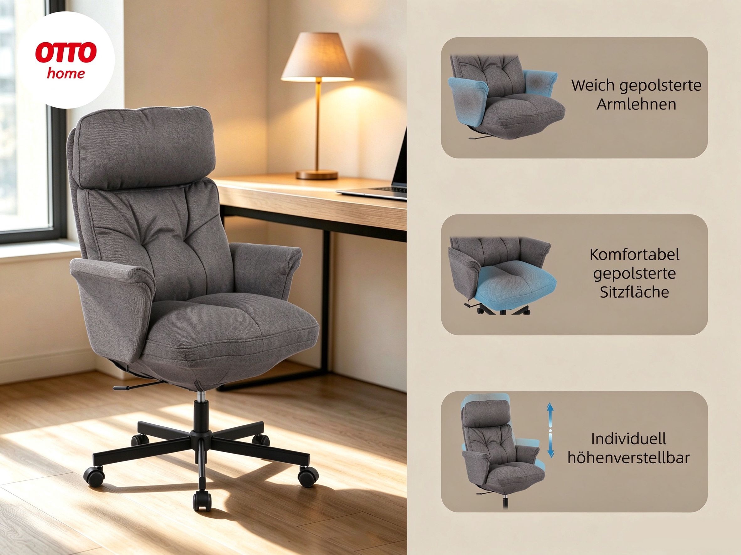 GOODproduct Fauteuil de direction »Emmelie« () rembourrage confortable, accoudoirs de forme ergonomique