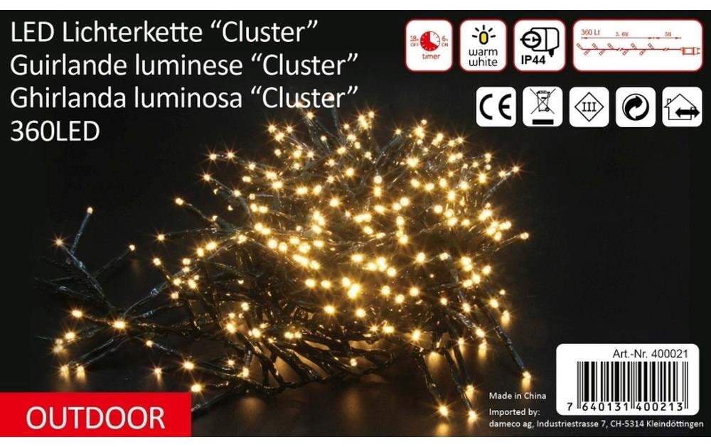   LED-Lichterkette »Dameco Cluster 360 LED, 3,6m Outdoor« 360 Stk.-flammig