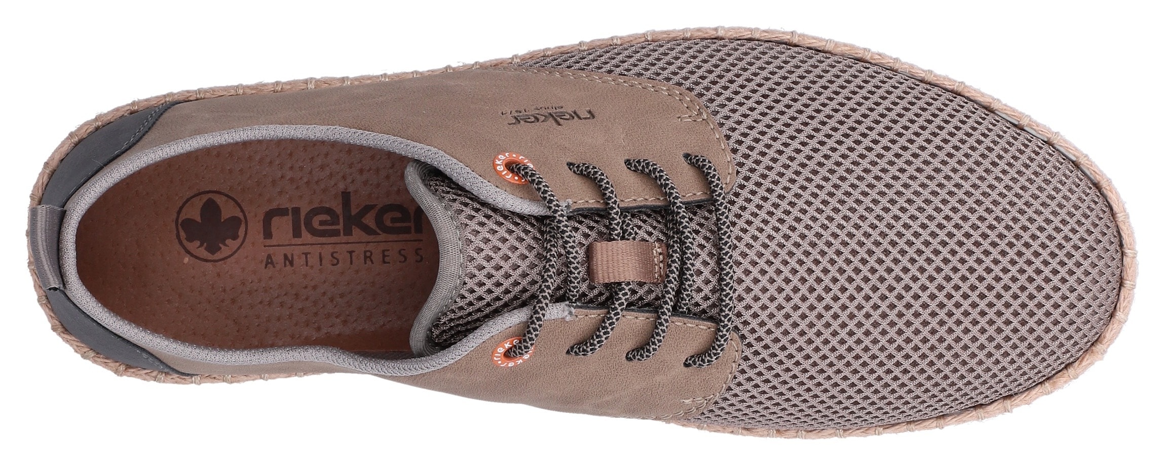 Rieker Chaussure à lacets  Chaussure basse, sneaker, à lacets avec bordure en raphia sur la semelle