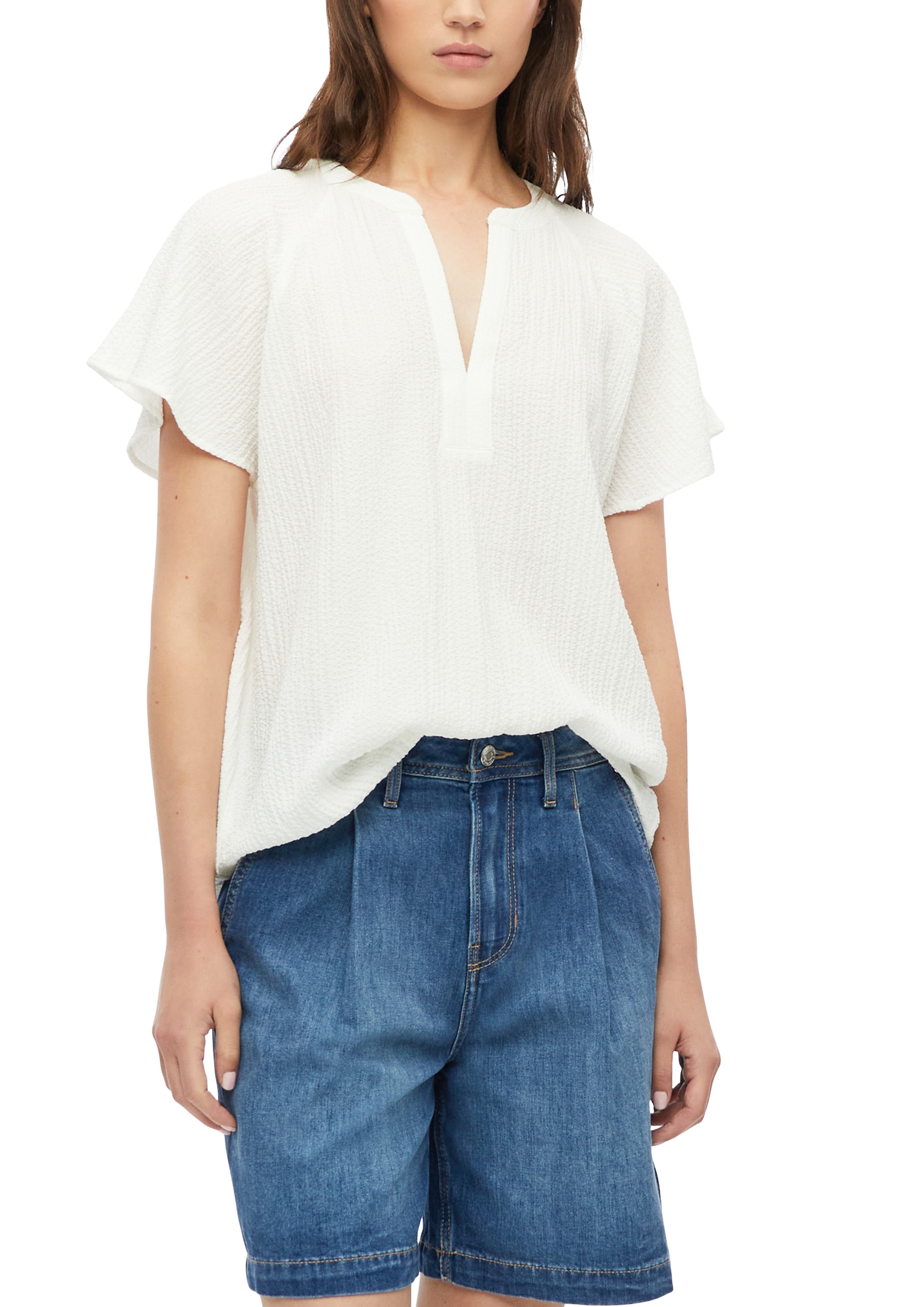 s.Oliver Blouse à manches courtes tunique d'été avec encolure fendue