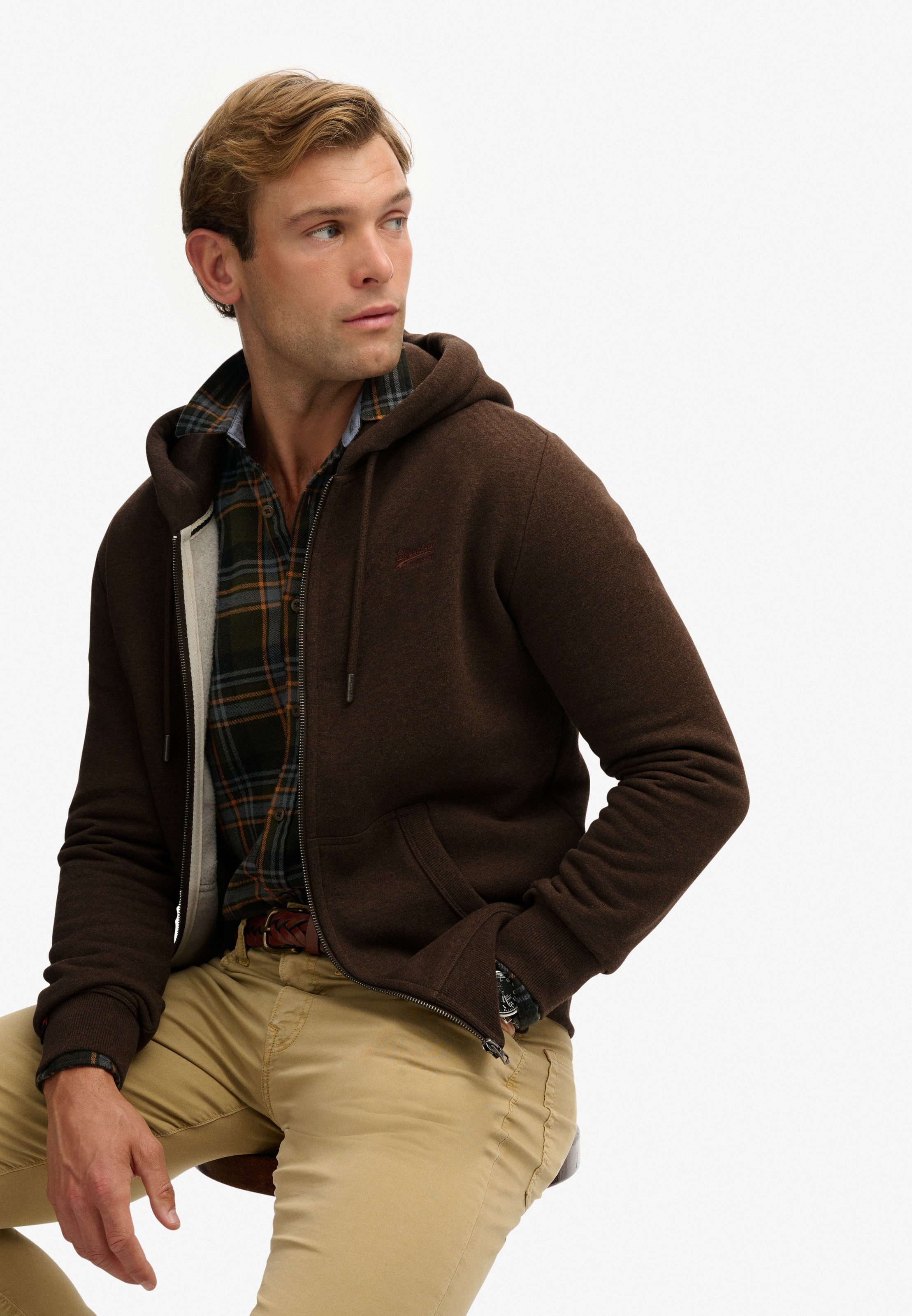 Superdry Kapuzensweatjacke »ESSENTIAL LOGO ZIP HOODIE HB« Baumwollmischung, slim fit