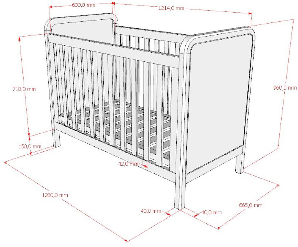 Vipack Babybett »Woods in klassiver Optik, wahlweise mit Rattan- oder Bouclé Optik« Eichenholz mit natürlichem Rattan oder Bouclé an Kopf- und Fussteil