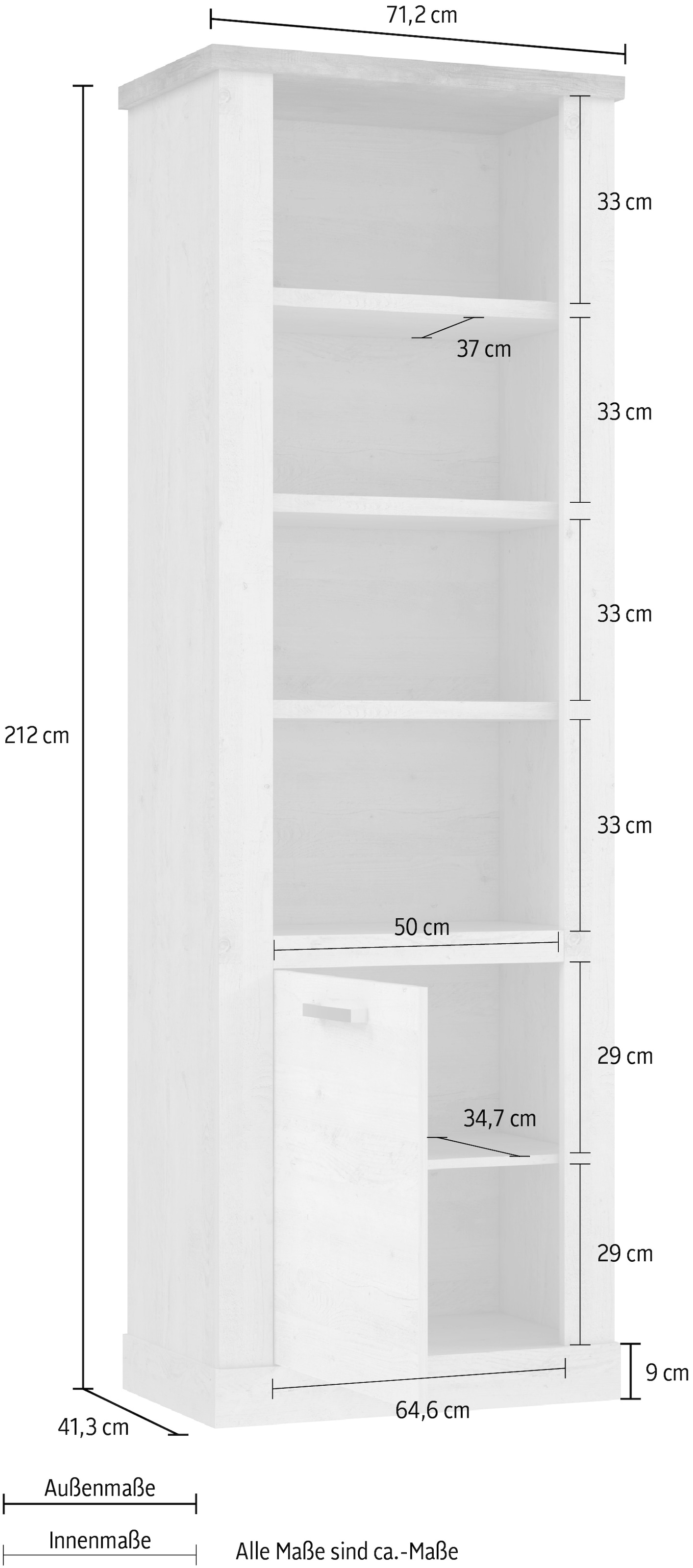 FORTE Étagère à livres »Duro« Hauteur 212 cm, étagère à dossiers avec porte, style maison de campagne