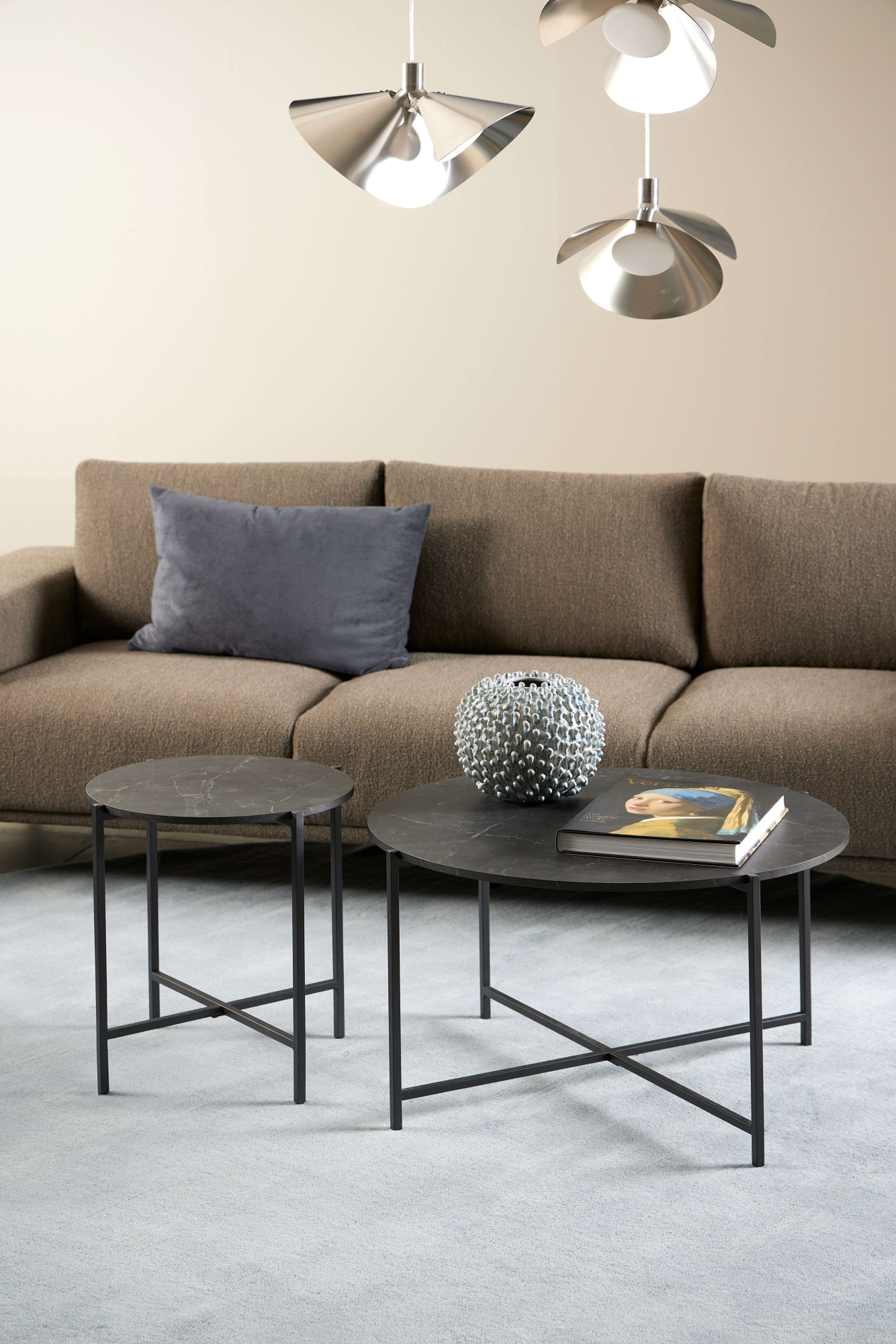 ACTONA GROUP Table basse »Lamoine« rond, Izmir mat noir, mélamine rugueuse, Ø70x42 cm