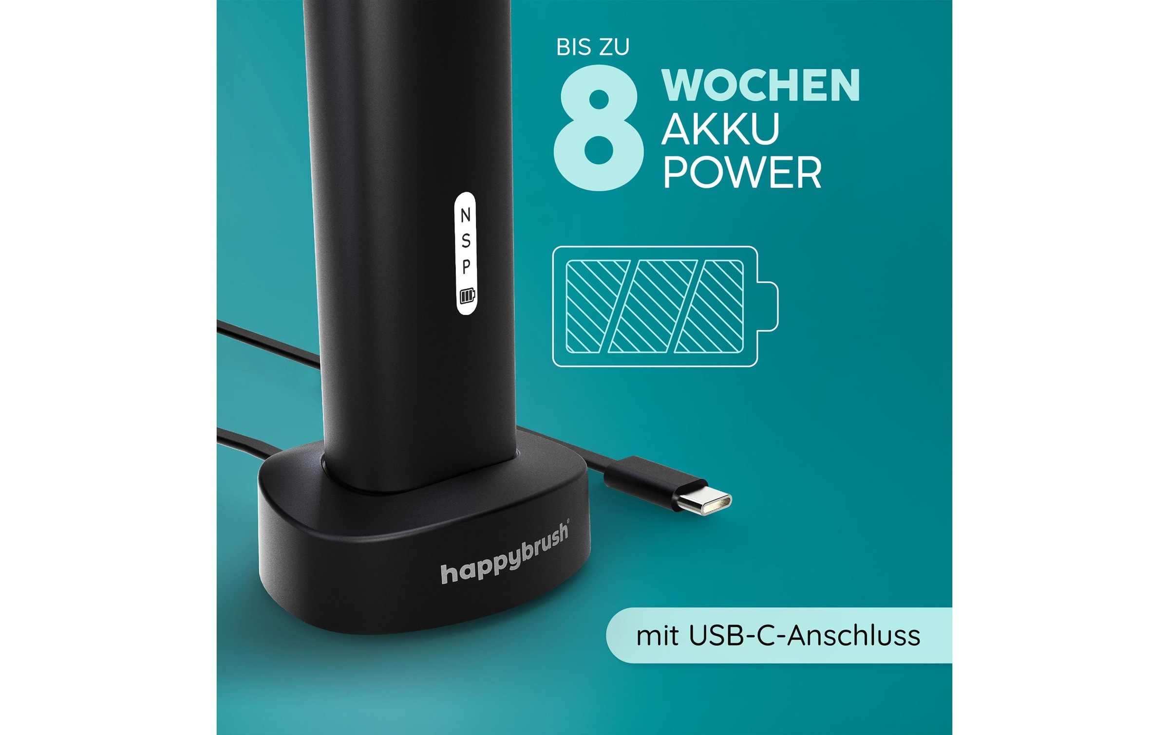 happybrush Schallzahnbürste »StarterKit Eco Vibe V3+ Black«