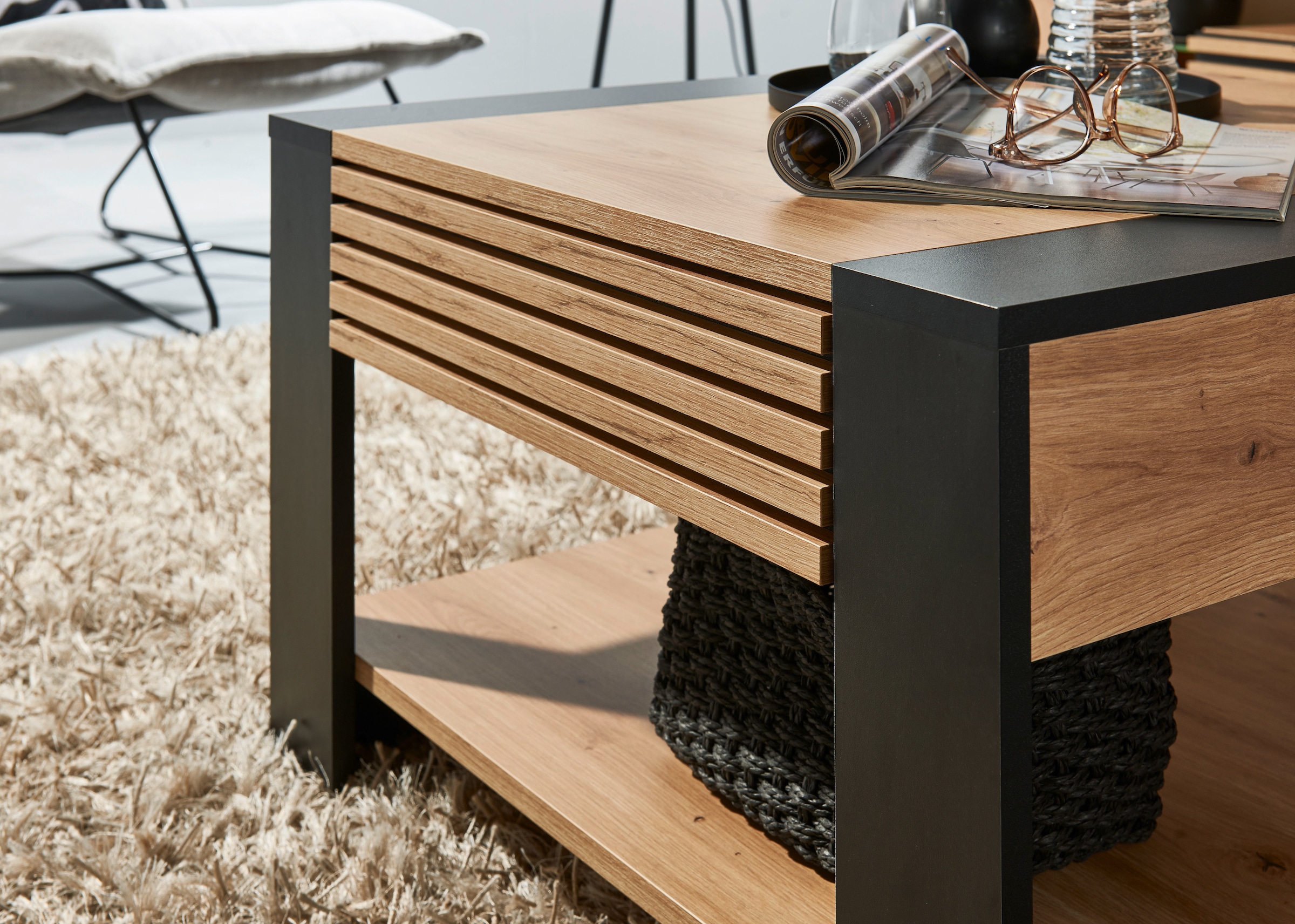 Stolkom Couchtisch »Feli Couchtisch B/H/T 70x42x70 cm« 1 Stk. tlg. MDF, fest verleimten Stäbchen