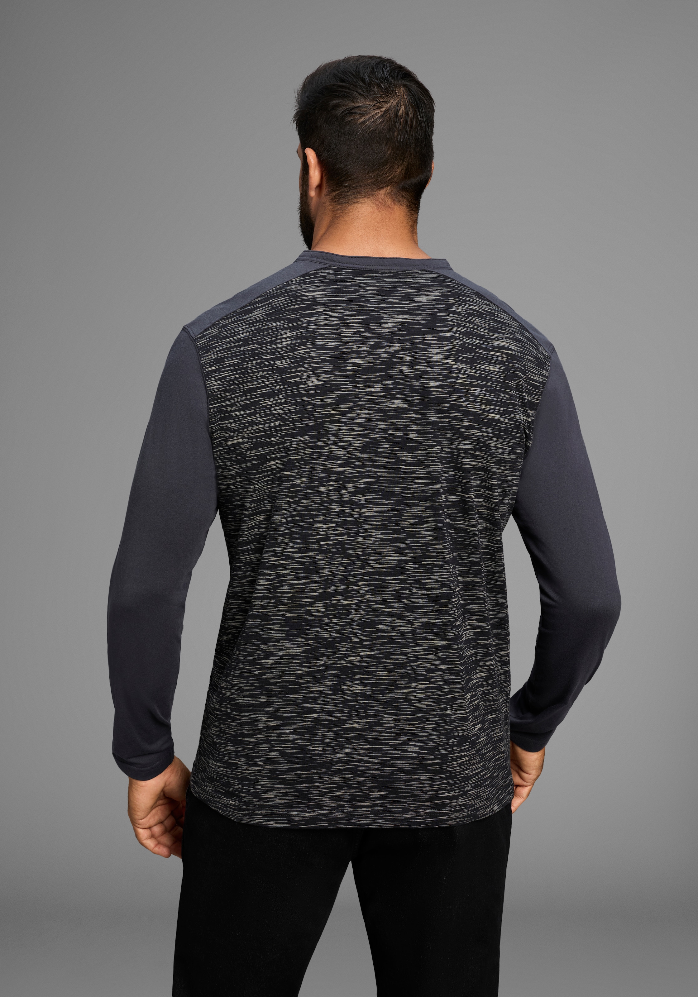 Arizona Longsleeve Langarm,  melierte Optik,  Rundhalsausschnitt mit Knopfleiste