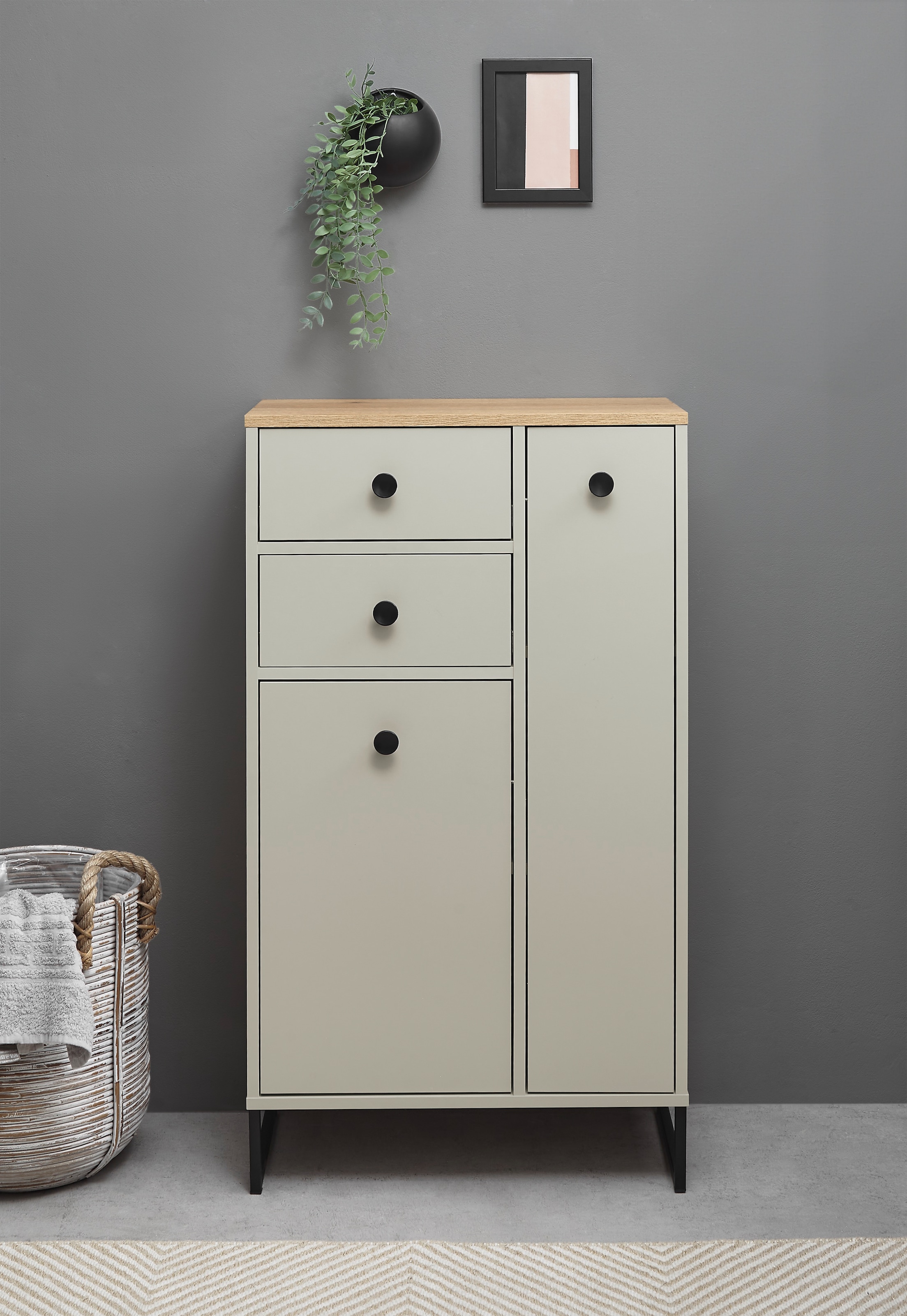 BASIC by Balculina Midischrank »Linea« 1 Stk. tlg. Breite 38cm, U-Profil Füsse, Unterflurauszug