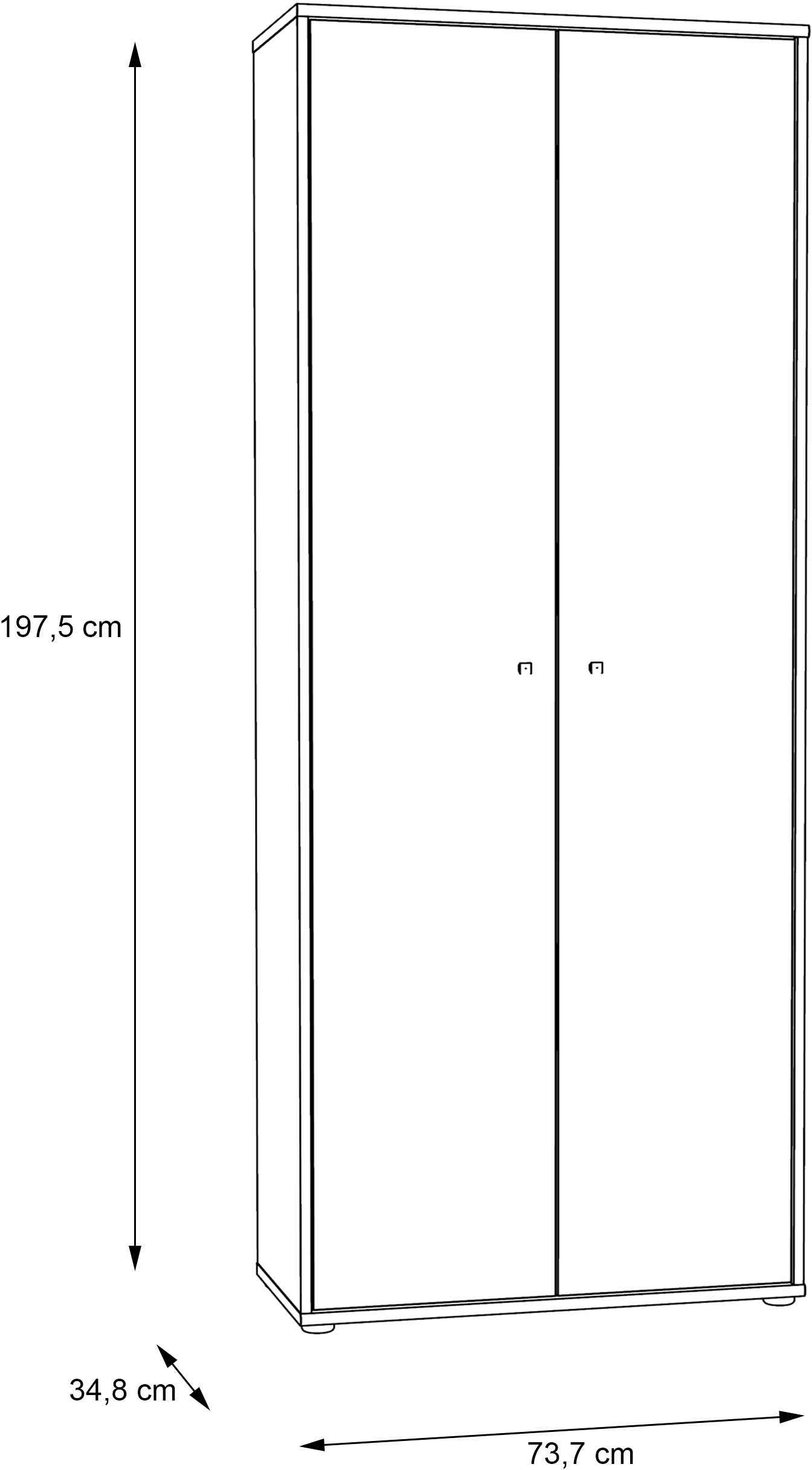 FORTE Armoire à chaussures »Tempra, Mehrzweckschrank, 2 Türen, Einlegeböden, Höhe 197,5 cm« largeur 73,7 cm