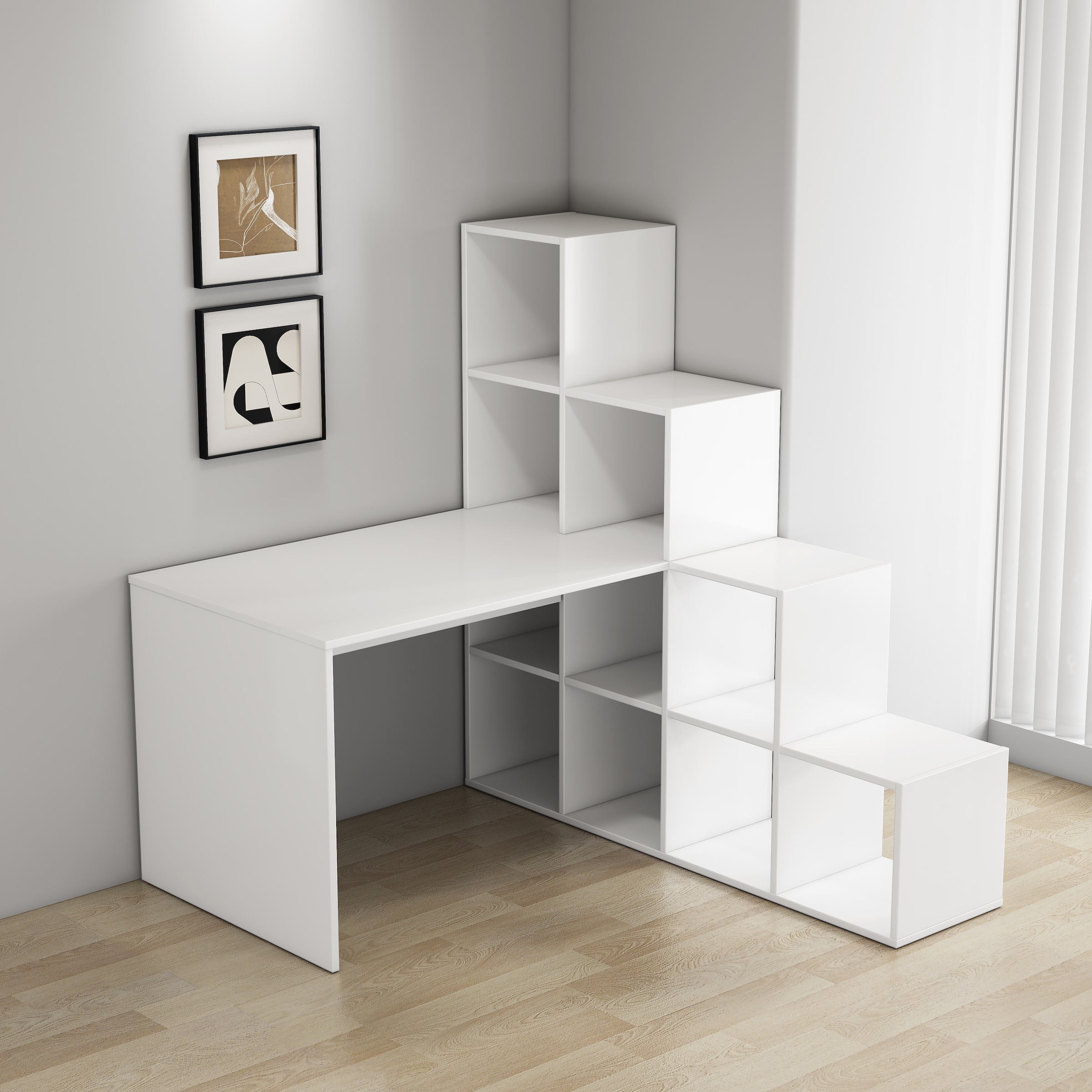 GOODproduct Regal-Schreibtisch »Ciela« flexible Aufstellmöglichkeiten, wechselseitig  montierbar, B. 137 cm