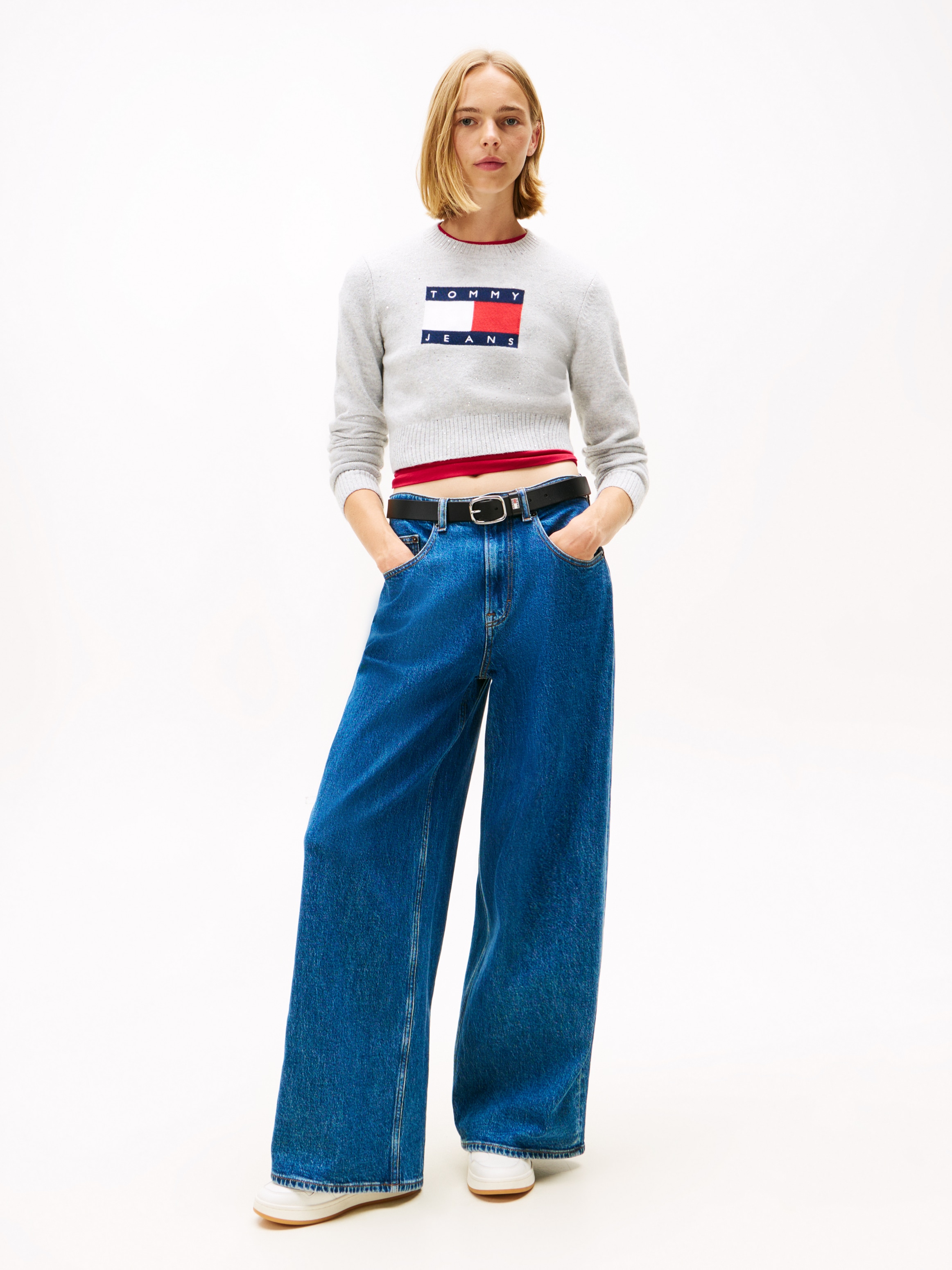 Tommy Jeans Strickpullover »TJW SPARKLE FLAG SWEATER EXT«