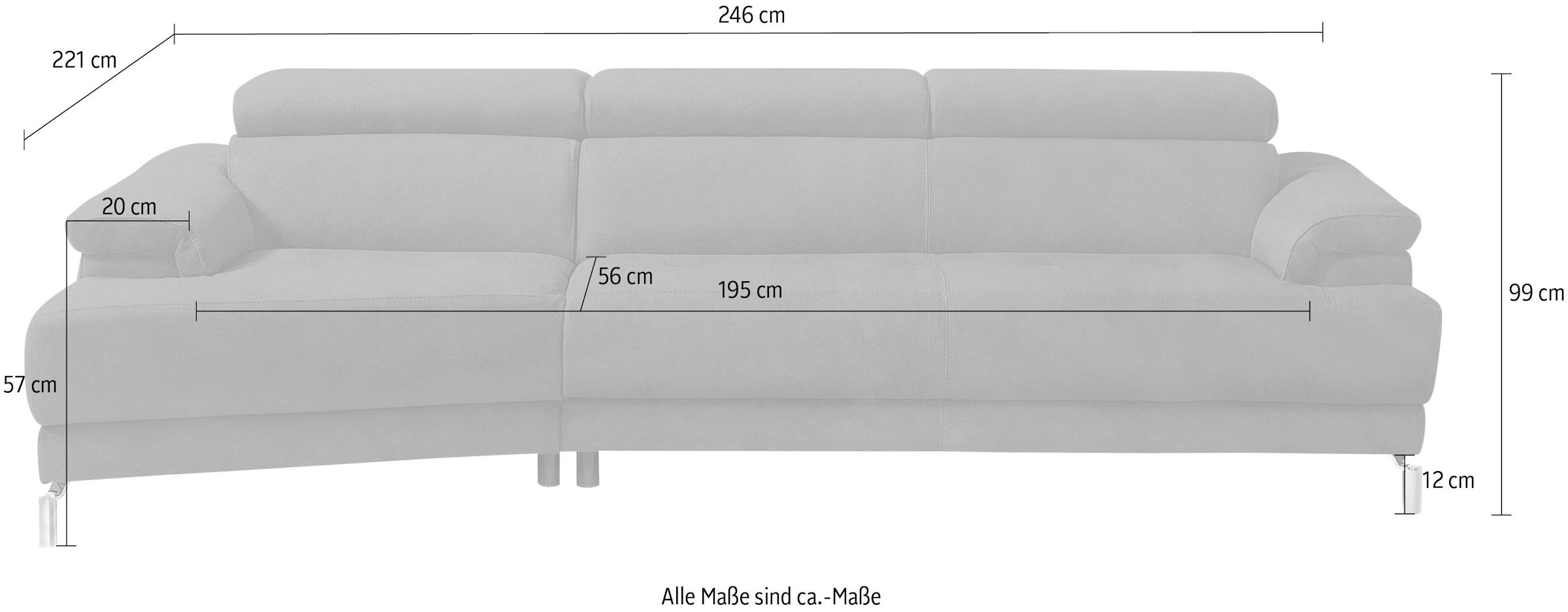 Egoitaliano Canapé d'angle »Soul, extravagantes Designsofa, Megasofa, super bequem, tolle Details« avec élément de finition trapèze, têtes réglables incluses