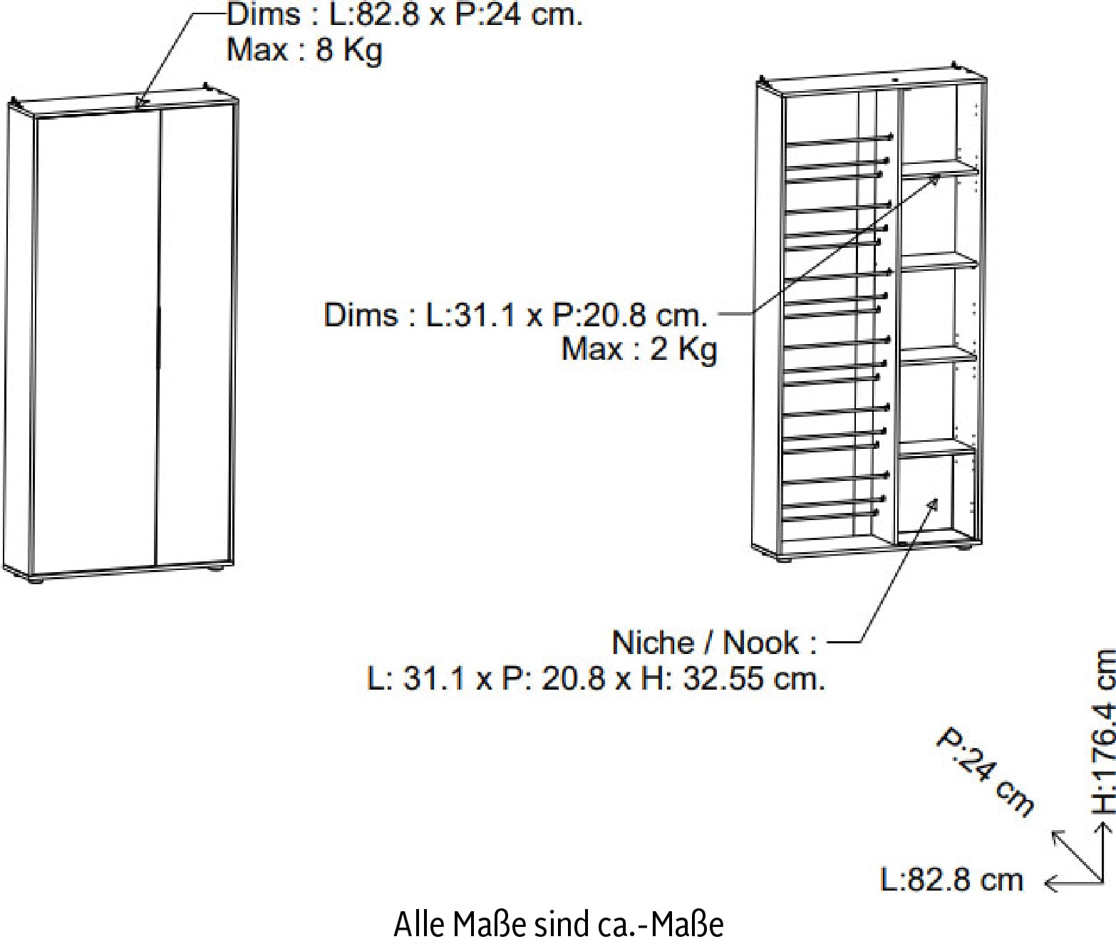Demeyere GROUP Armoire à chaussures »Ebony« Armoire à chaussures avec miroir