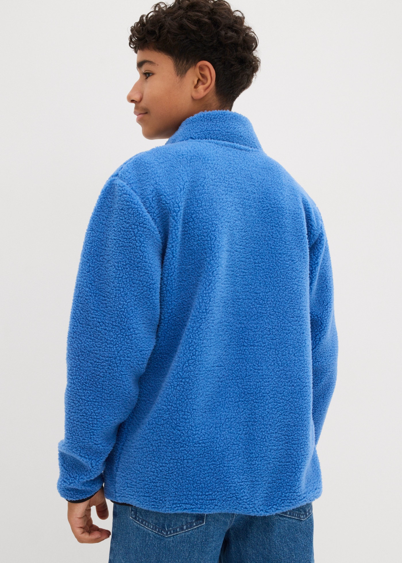 bonprix Veste polaire pour garçons, avec détails contrastés, en molleton teddy