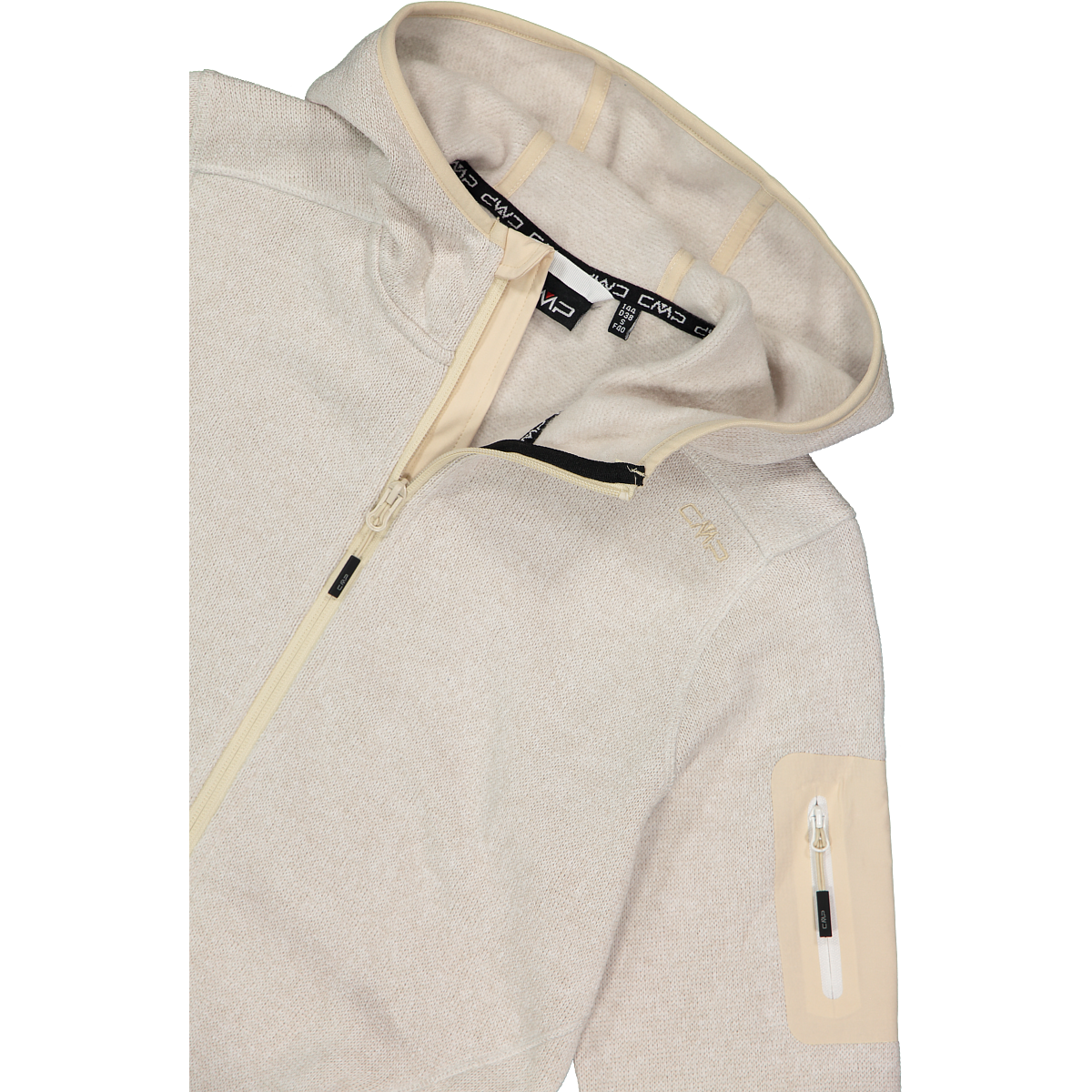 CMP Veste en laine polaire »KNITTED MELANGE HOODY WOMAN HOODY JACKET« avec capuche avec poches zippées, respirant, séchage rapide,