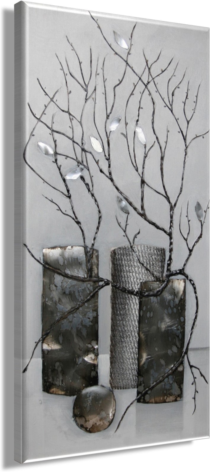 Bönninghoff Tableau à l'huile »Ölgemälde handarbeit VASE 40x80 cm – Wandbild Kunst Deko modern« Feuilles | Guirlandes | Vases et pots 1 cuis tlg. fabriqué à la main, chaque image est unique