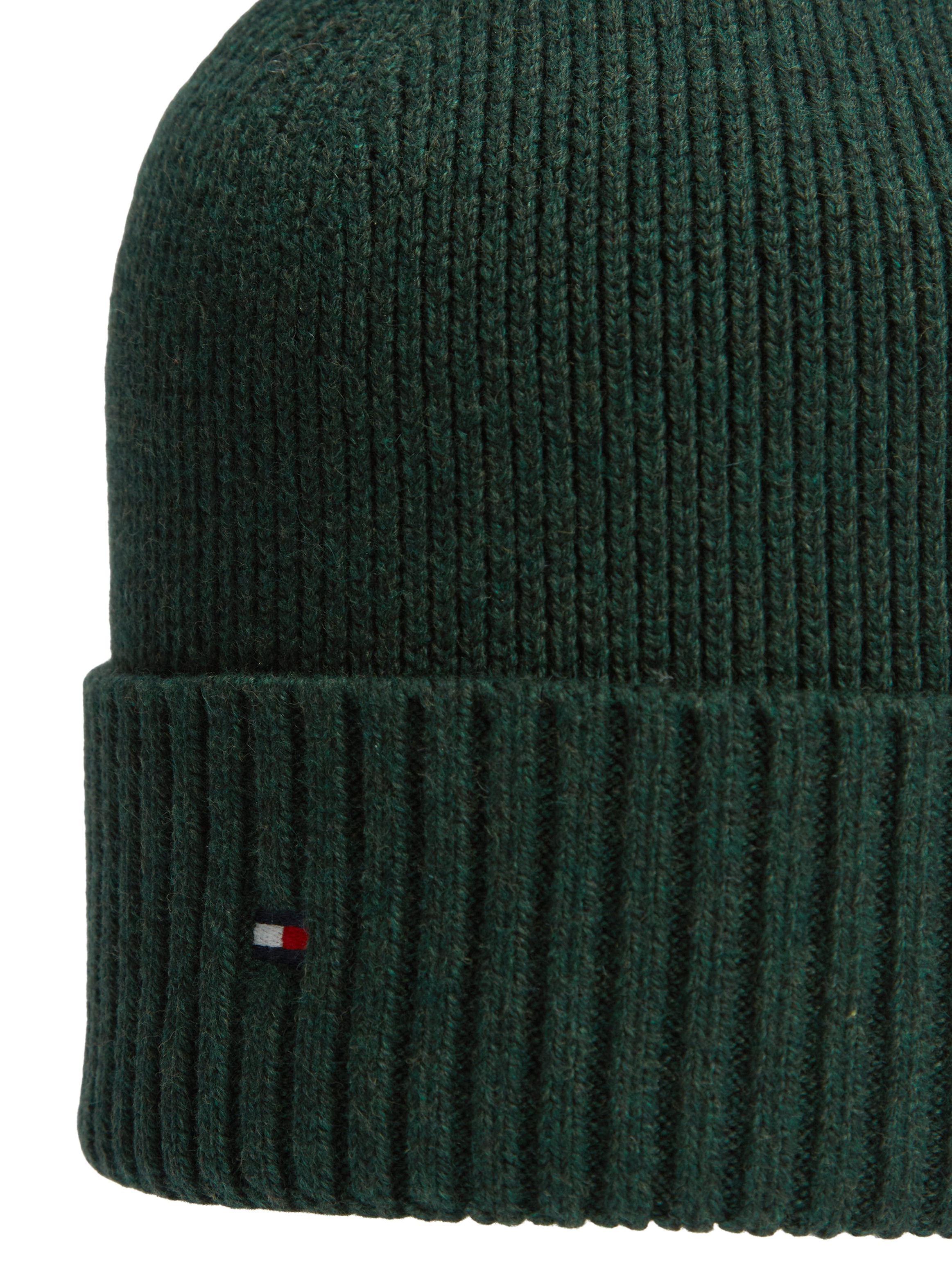 Tommy Hilfiger Bonnet tricoté »TH FLAG PIMA COTTON BEANIE« bonnet avec broderie logo, avec part de cachemire, unisexe