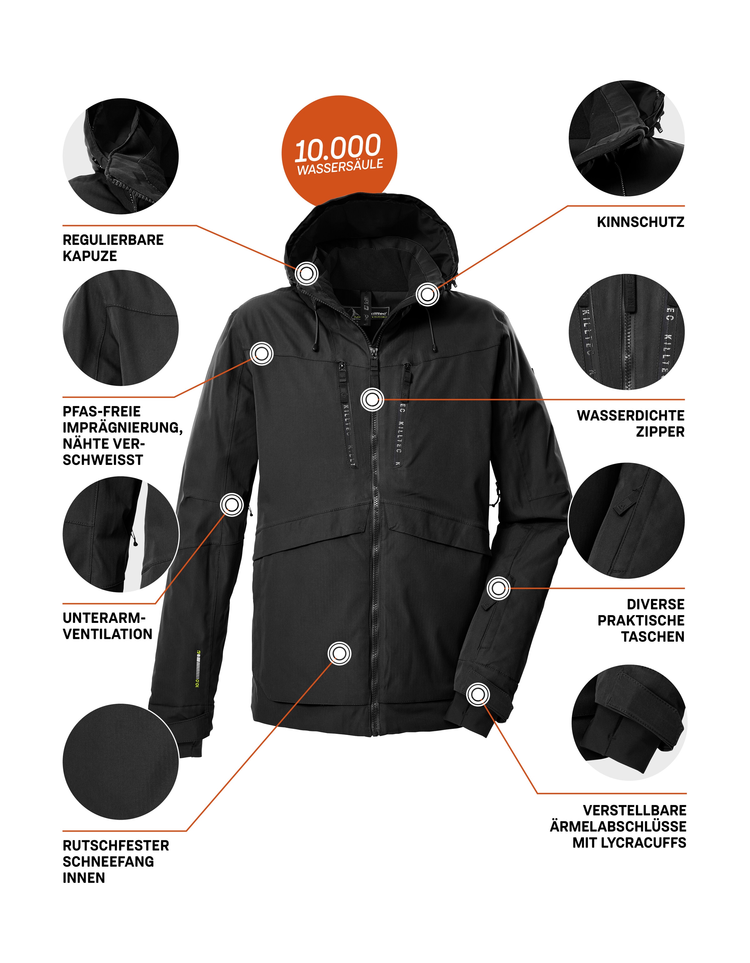 Killtec Skijacke »KSW 55 MN SKI JCKT« Wasserdichte, atmungsaktive Skijacke mit verschweissten Nähten