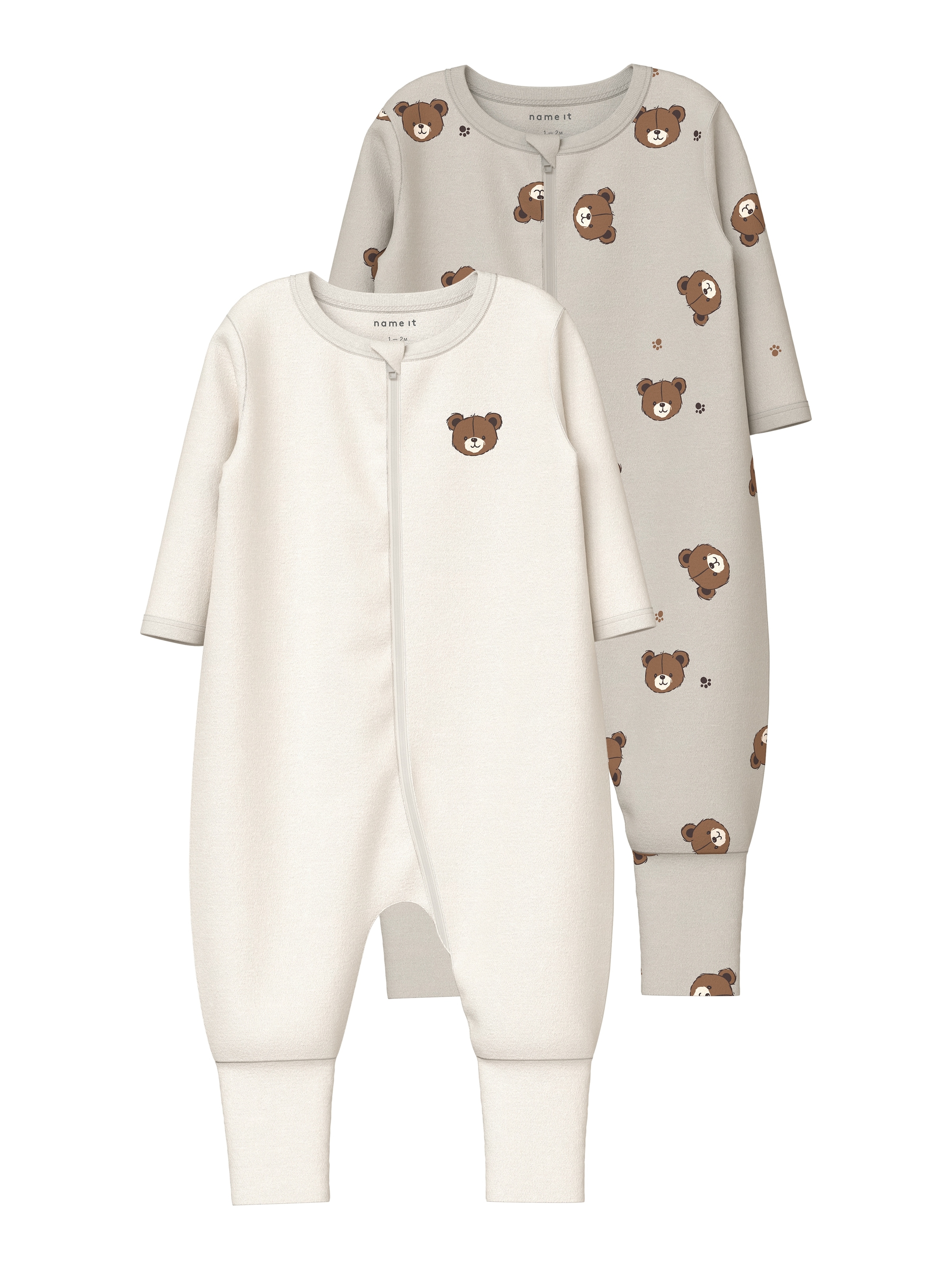 Name It Combinaison de sommeil »NBNNIGHTSUIT 2P ZIP FF PUMICE BEAR NOOS« Packung, 2 pièces