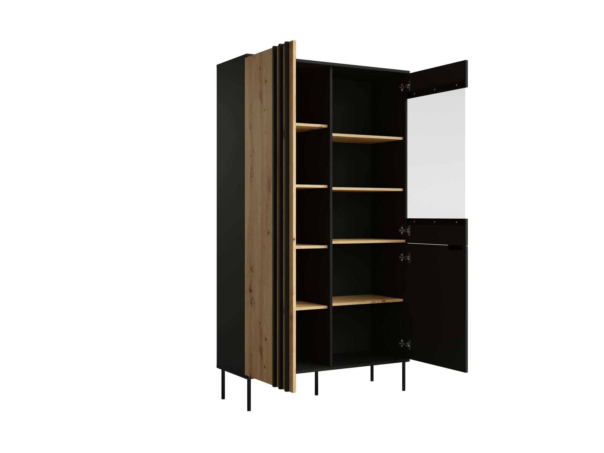 GOODproduct Vitrines »AELLOR Vitrineschrank mit/ohne Beleuchtung, verglast, viel Stauraum« Standvitrine/Glasvitrine mit 2 Türen, 8 Einlegeböden, matt Hochschrank