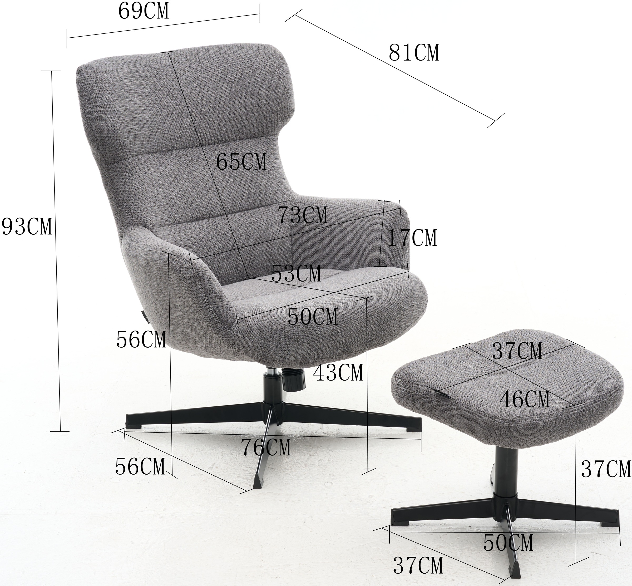 Home affaire Sessel »Clarah Relaxsessel, TV-Sessel mit Hocker« 360° Grad drehbar