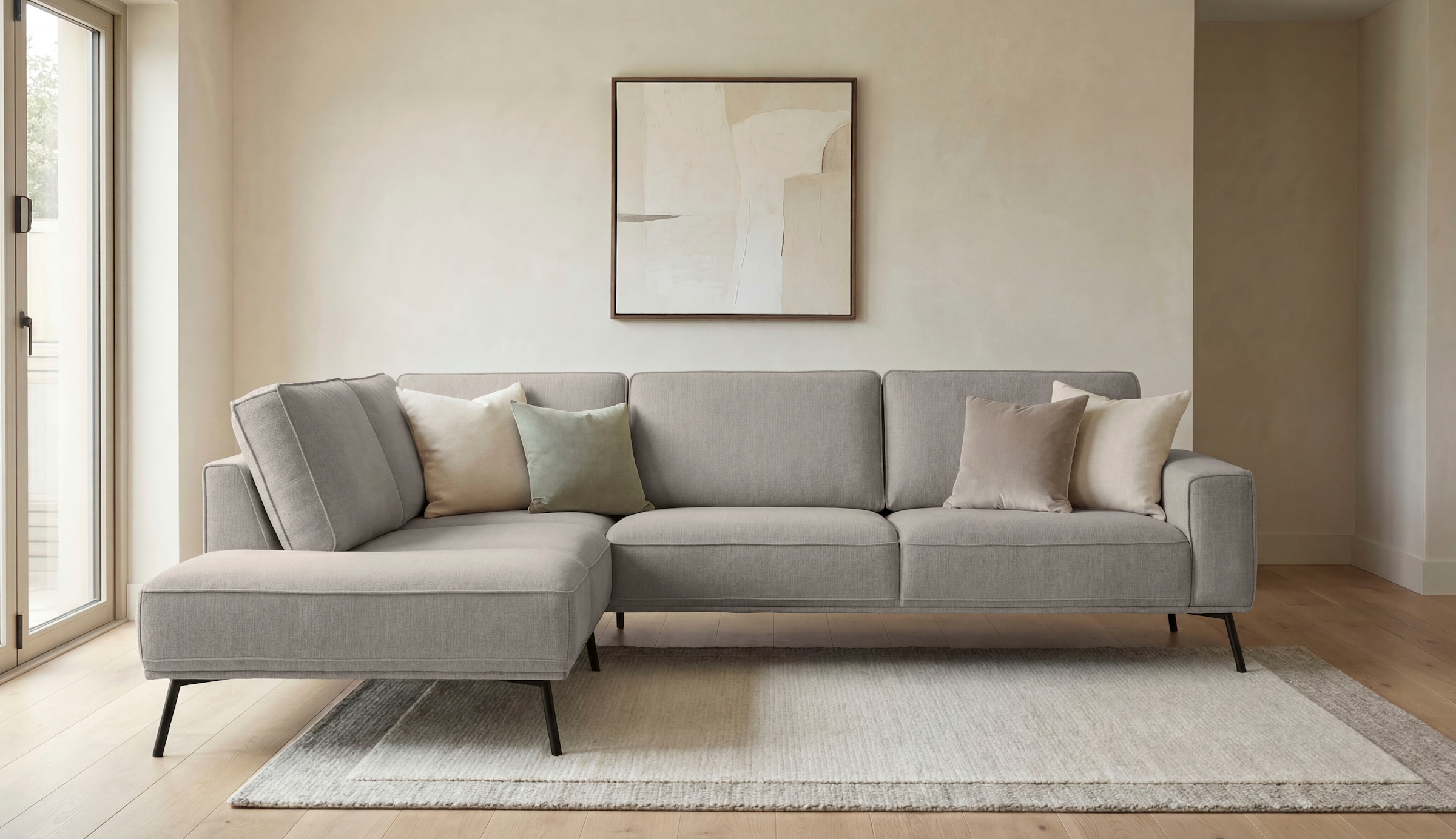 GOODproduct Ecksofa »Vosby« 260 cm, Chenille,  mit dekorativer Kedernaht, Wellenunterfederung