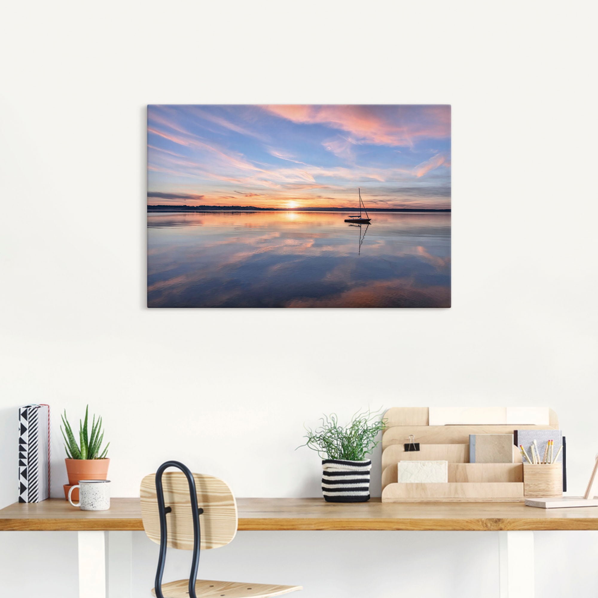 Artland Tableau sur toile »Sonnenuntergang am Starnberger See II« 1 cuis tlg. auf Holzrahmen gespannt