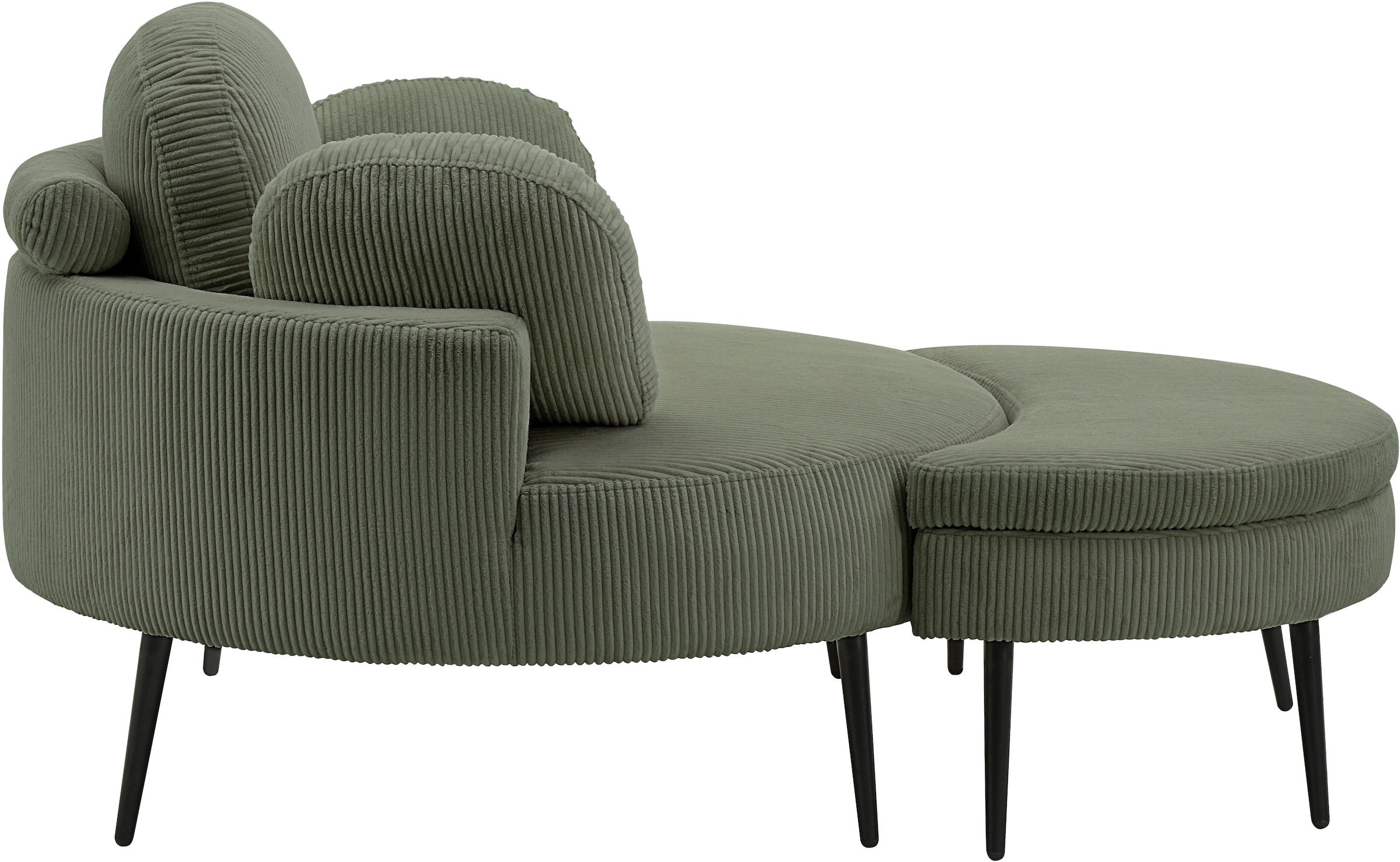 GOODproduct Loveseat »Riko Sessel, B: 110 cm, Sitzhöhe: 44 cm« XXL- Sessel, mit Stauraumhocker, Rückenstütze & 4 Zierkissen