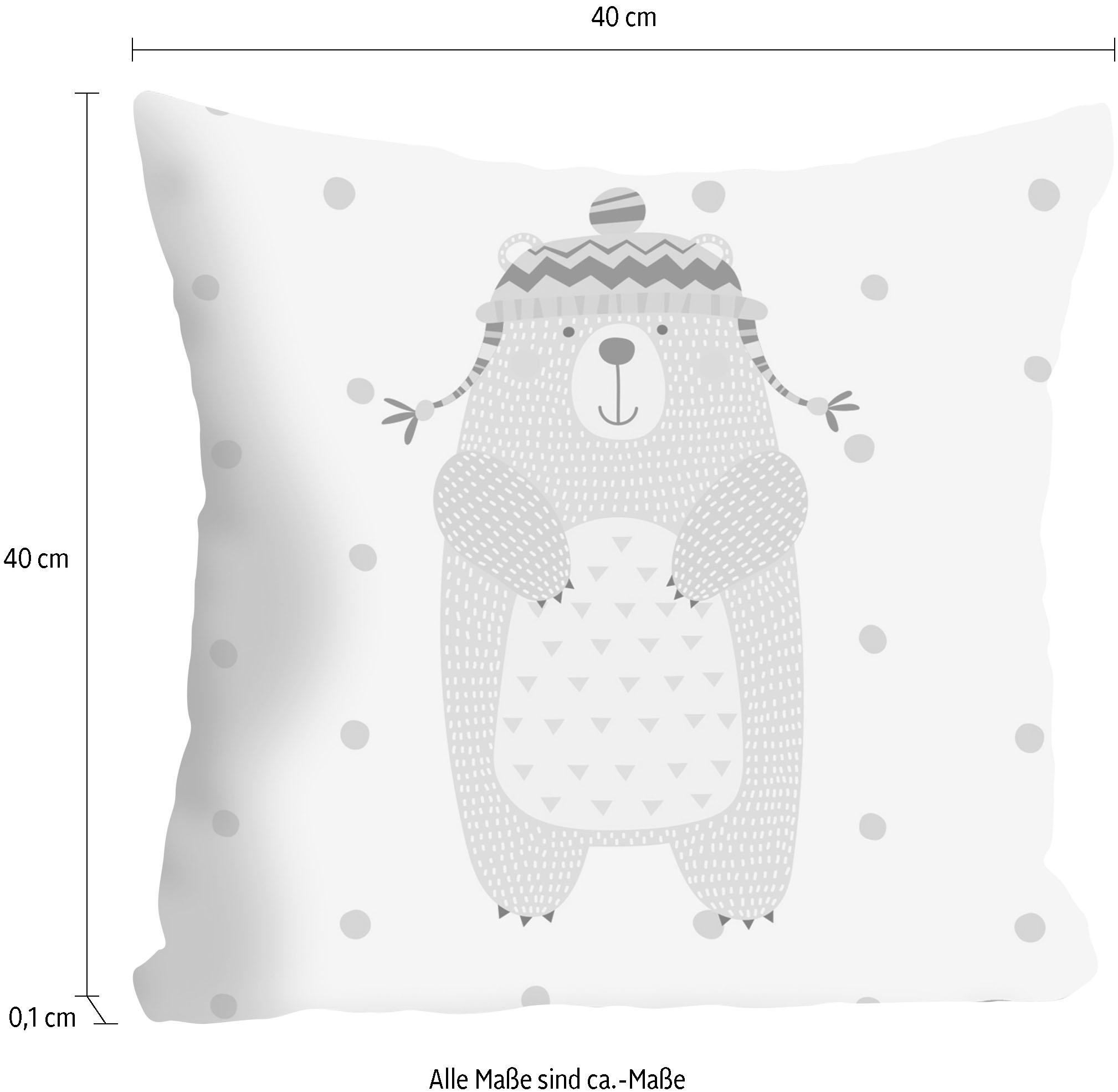 queence Coussin décoratif »Bär« housse de coussin sans rembourrage, 1 pièce
