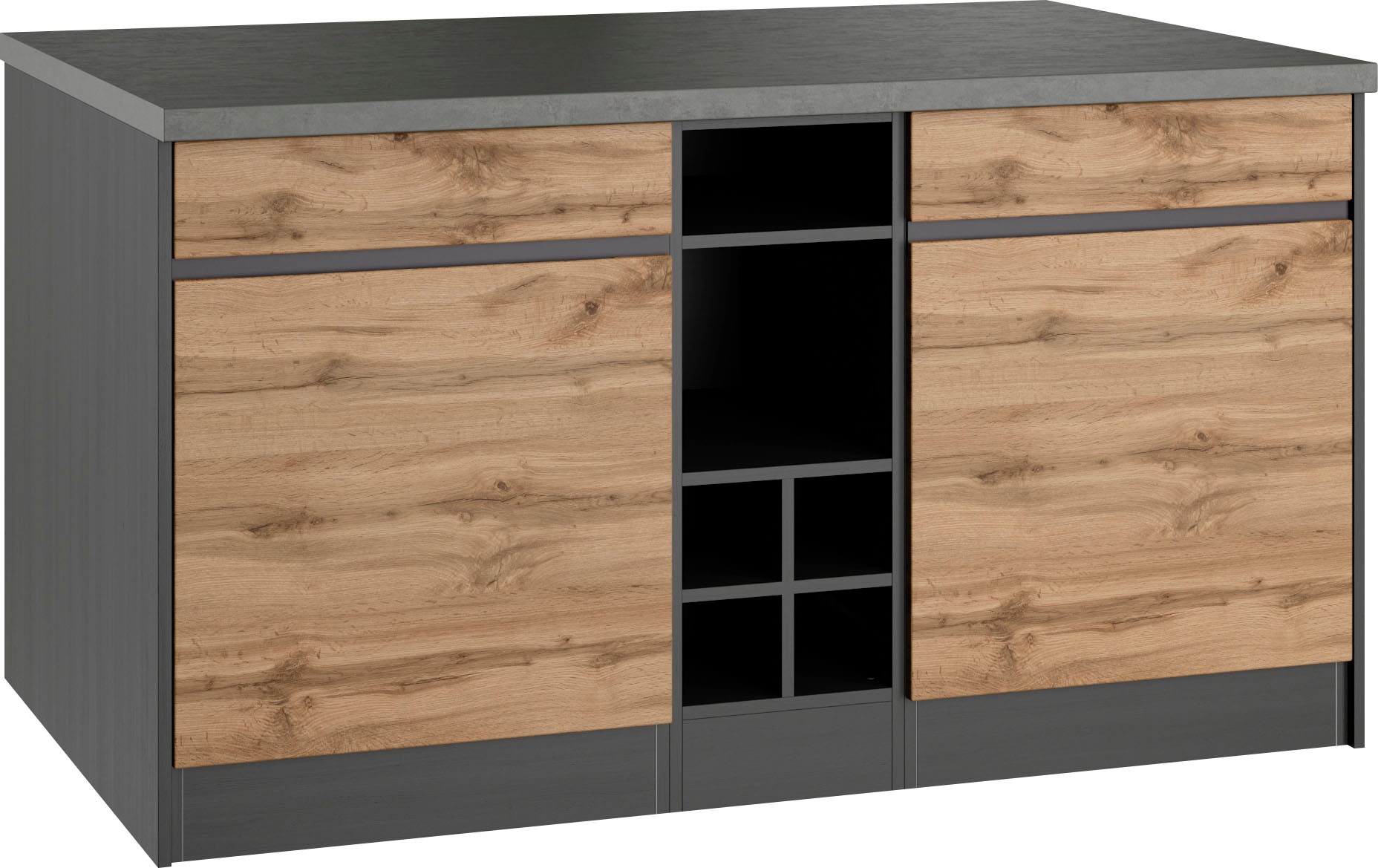 KOCHSTATION Îlot de cuisine »KS-Riesa« largeur 153 cm, profondeur 100 cm, façades MDF