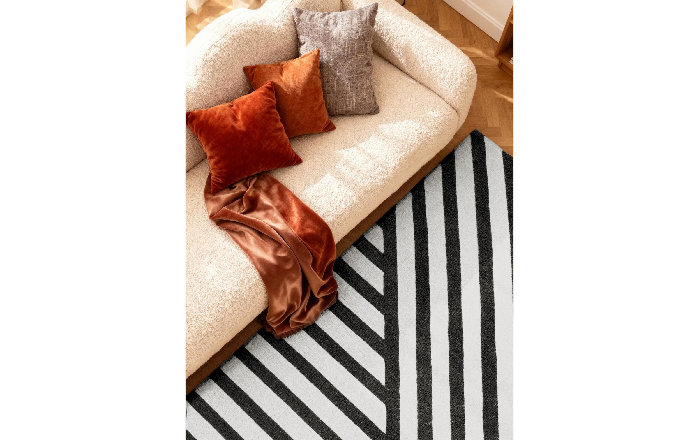 ELLE DECORATION Tapis »Noir« Rectangulaire 12 mm Höhe Wolle, Natur, Wohnzimmer, schwarz weiss, Modern, Geometrisch, Streifen