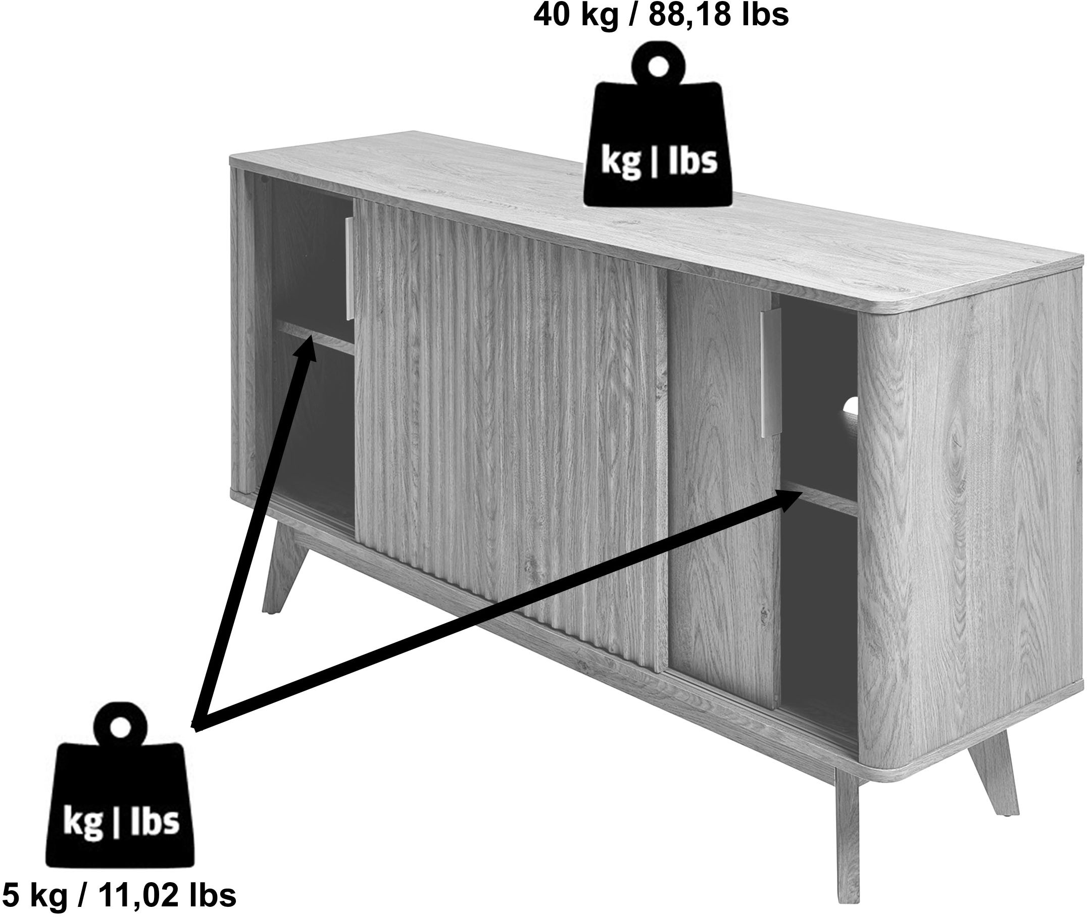 Jahnke Buffet »WAVE SBS 145« 1 cuis tlg. style rétro, avec 2 portes coulissantes, env. 148 cm