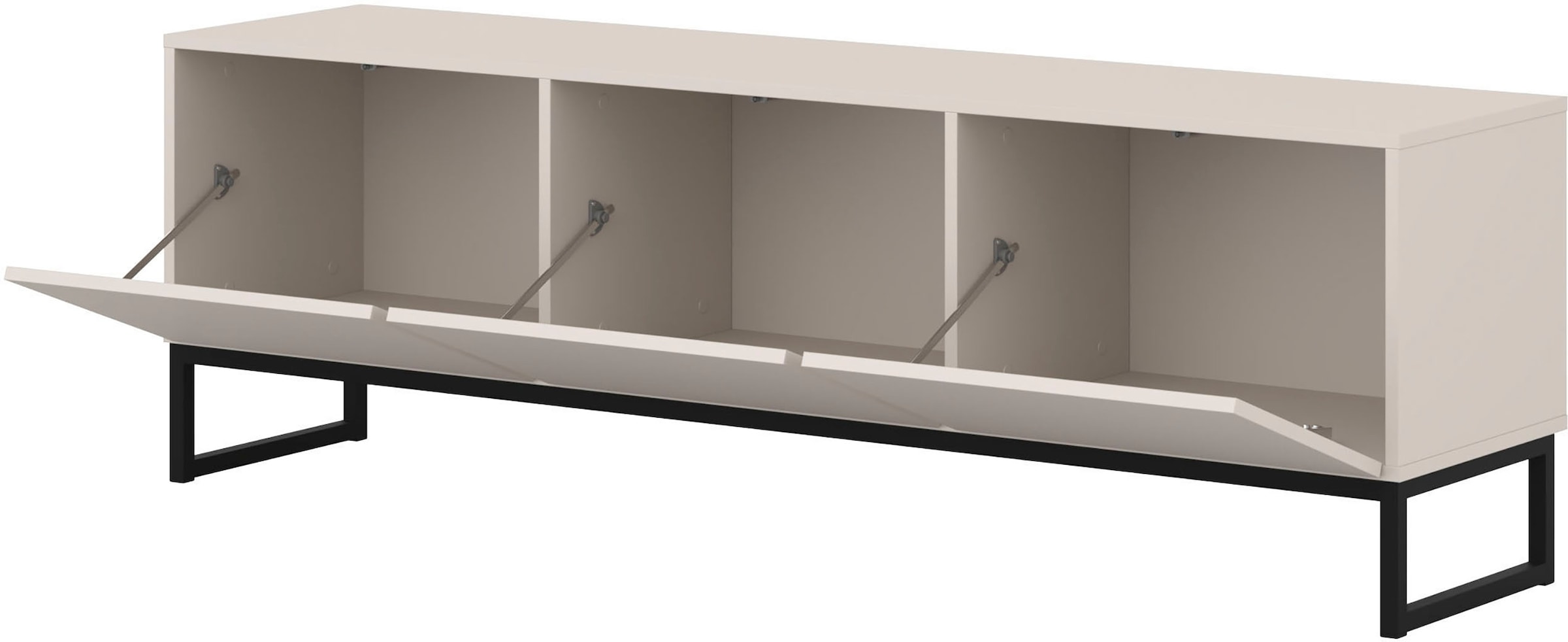 GOODproduct Table basse »Loft, Breite 157 cm, TV-Board 3 Klappen, Metallkufen« commode TV avec beaucoup de rangement, fonction push-to-open